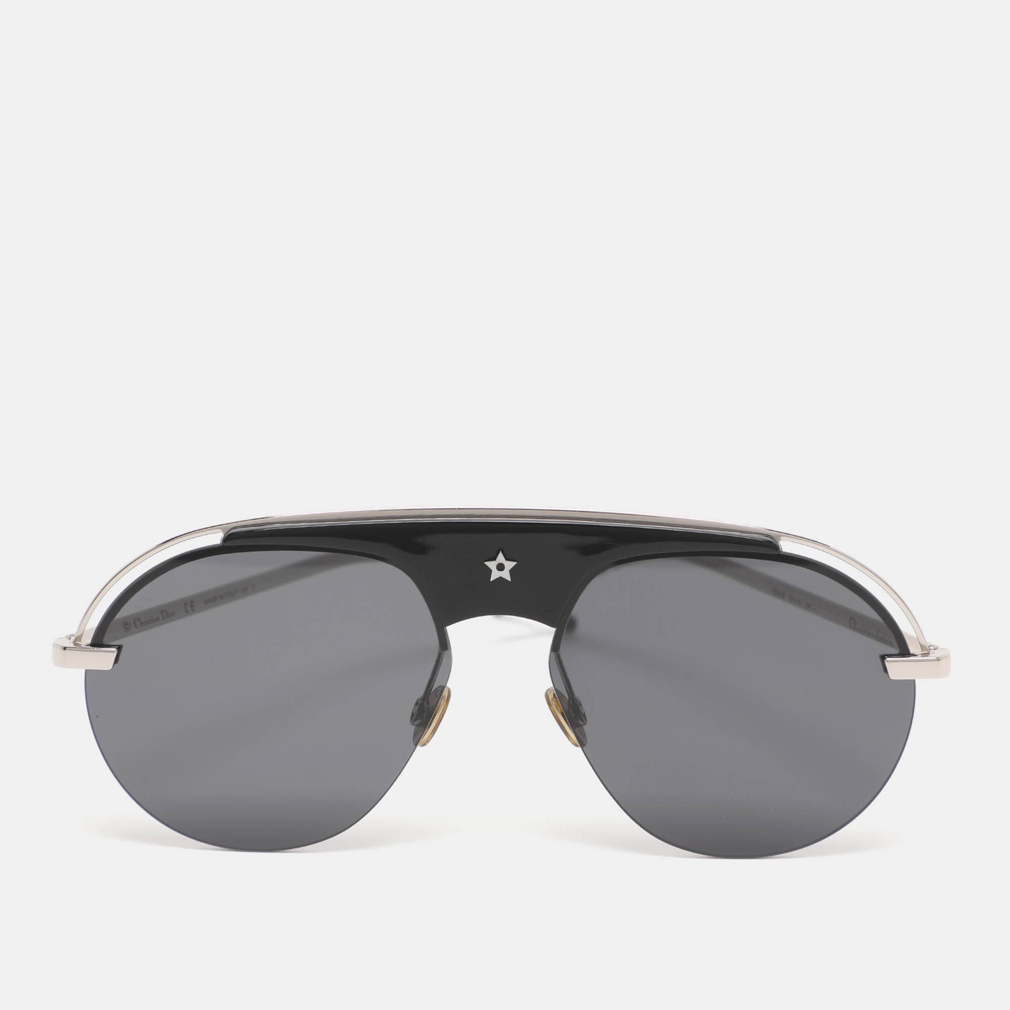 Dior Black Silver Tone Metal CSA2K Dio(r)evolution Round Sunglasses