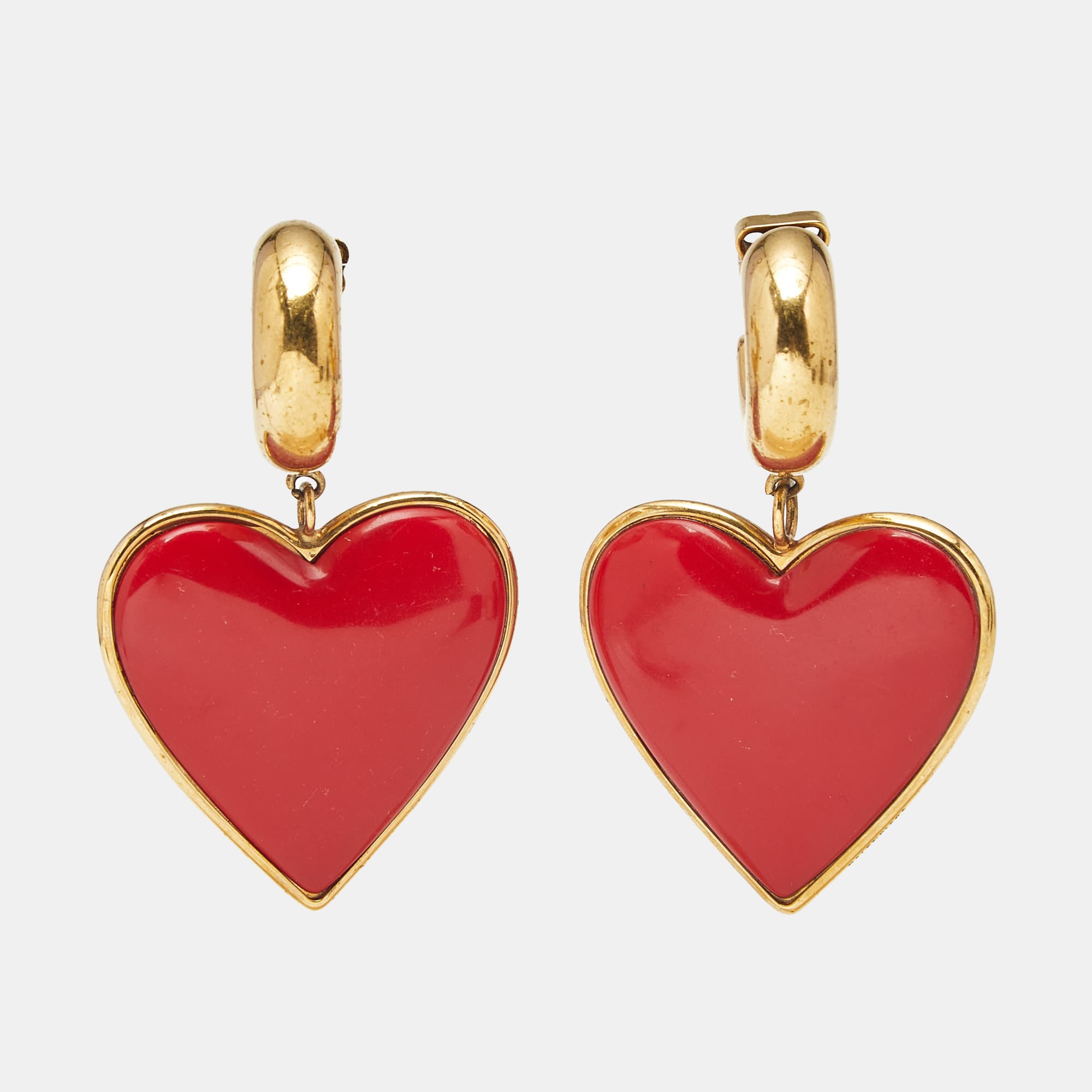 Balenciaga  Heart Resin Gold Tone Earrings