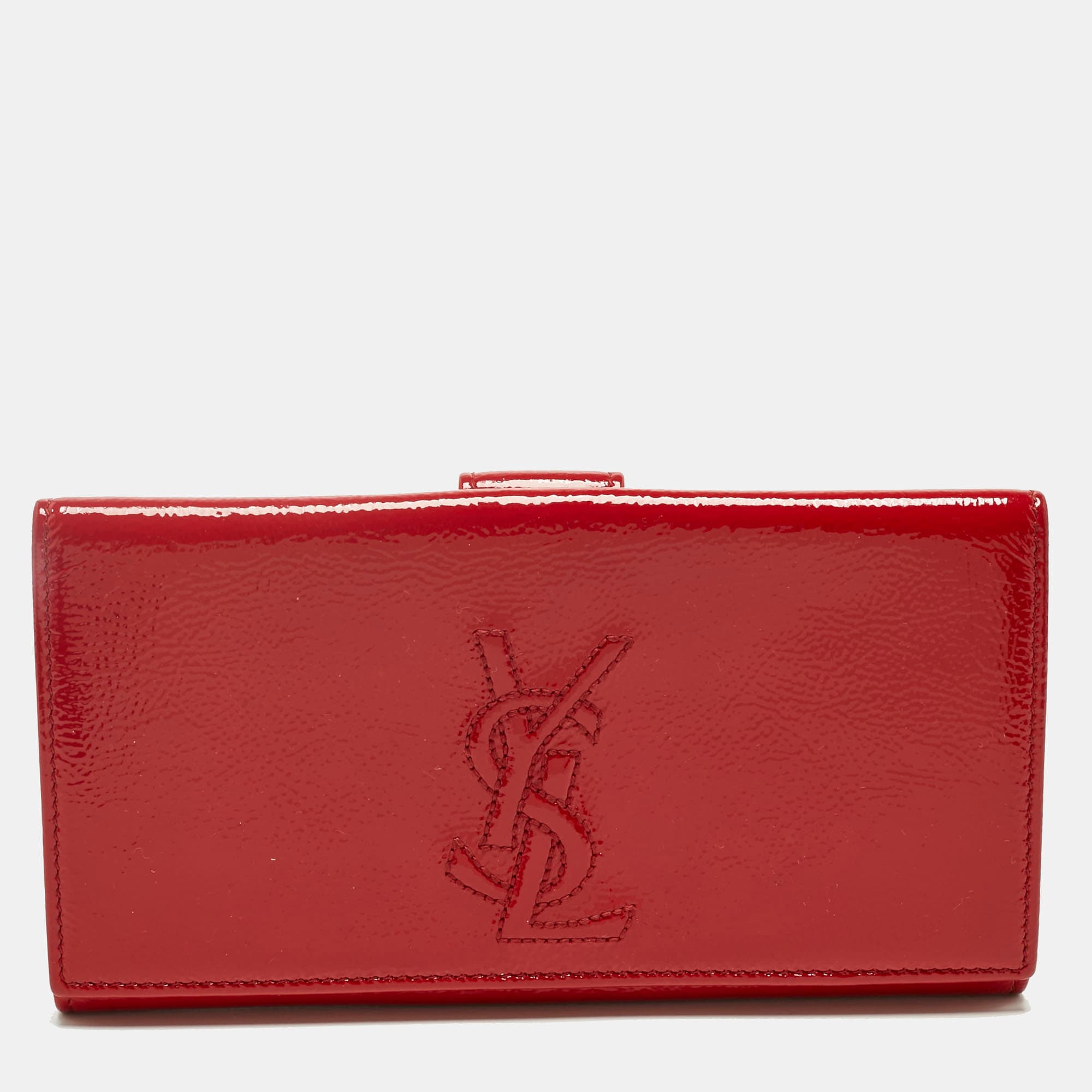 Yves Saint Laurent Red Patent Leather Belle De Jour Continental Wallet