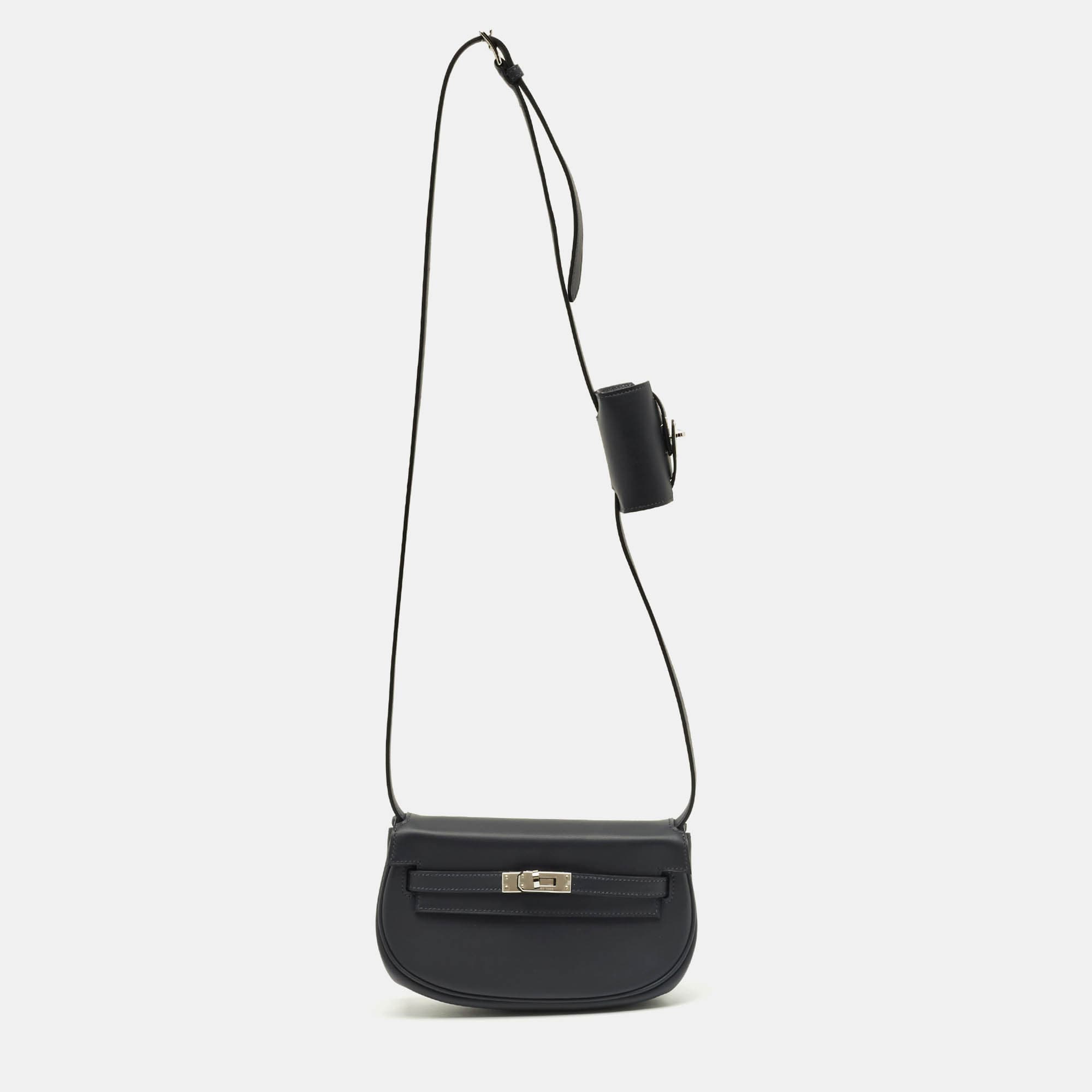 Hermes Gris Misty Swift Leather Palladium Finish Kelly Moove Bag