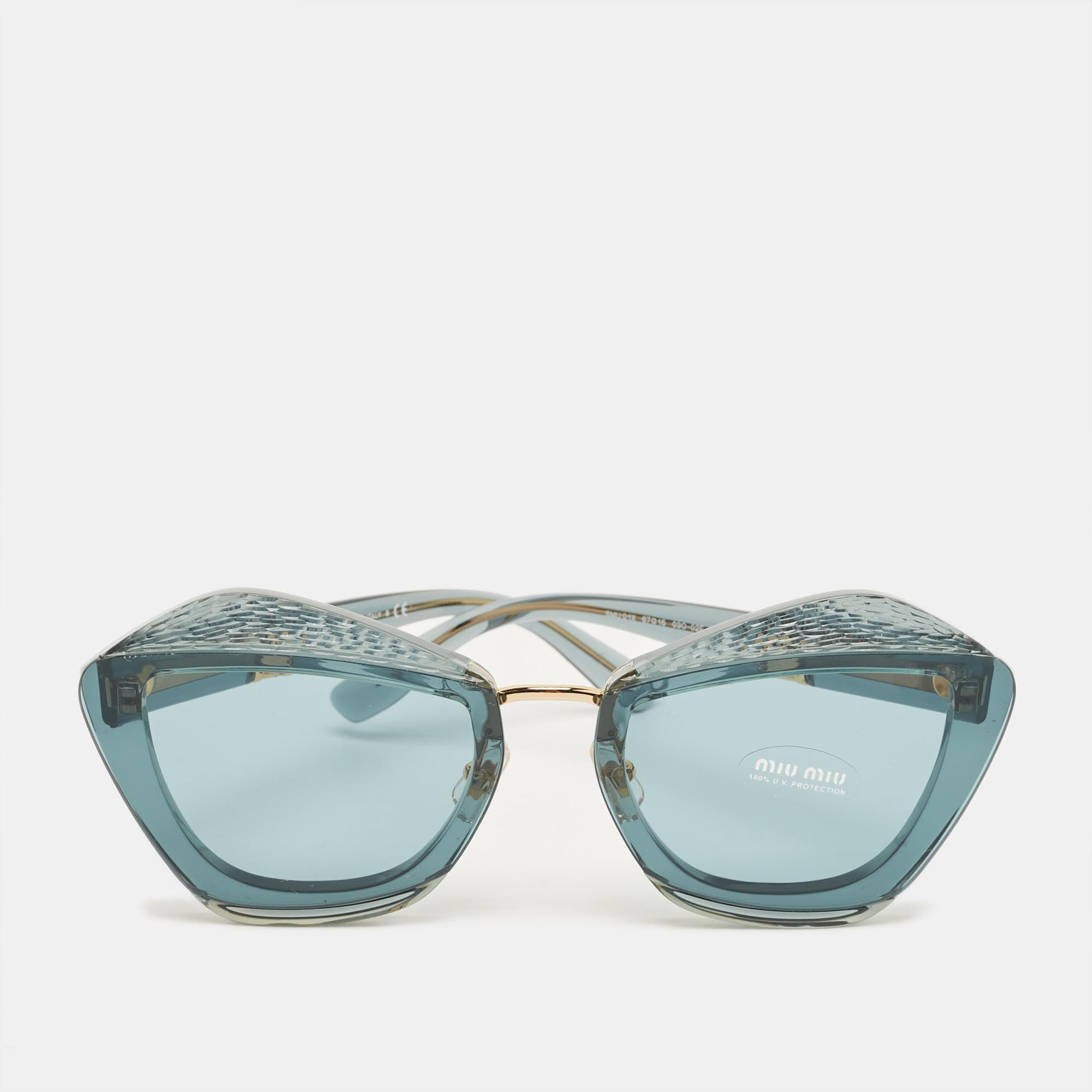 Miu Miu Teal Blue Gradient SMU 01X Butterfly Sunglasses