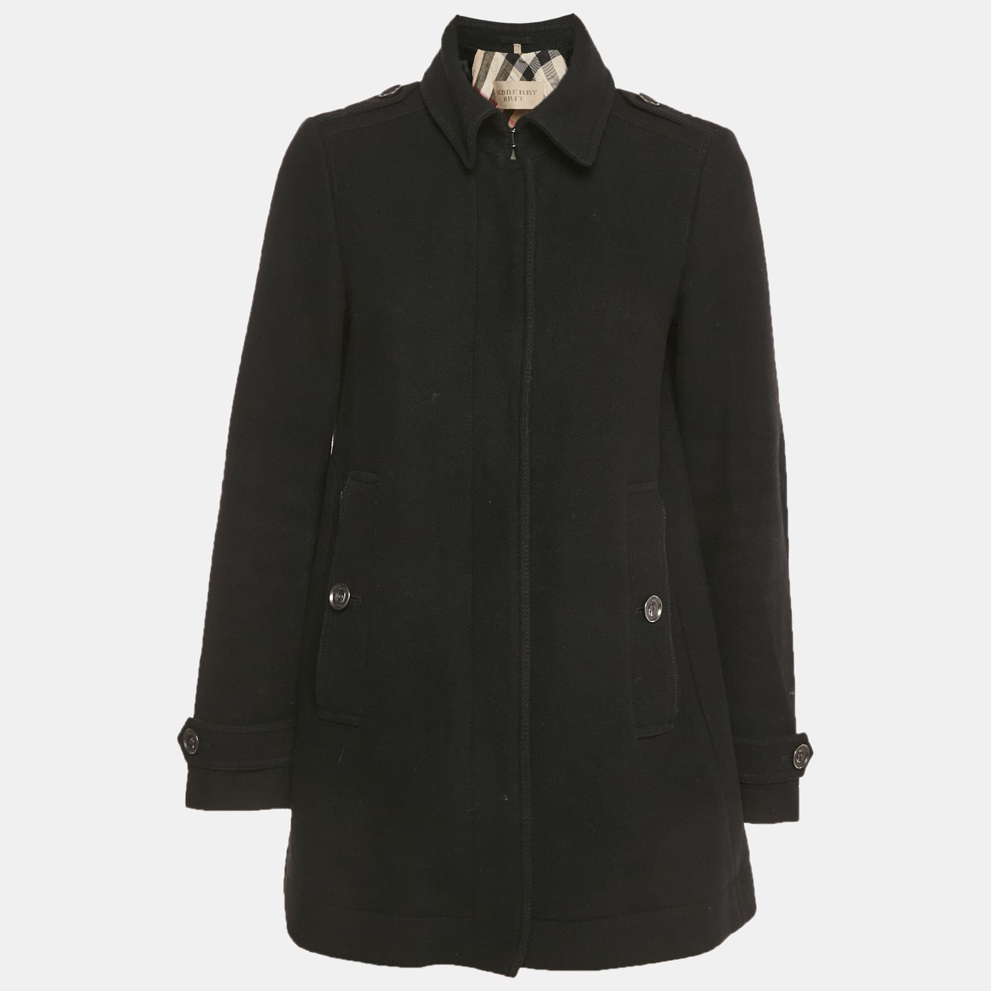 Burberry Brit Black Wool Blend Short Coat S