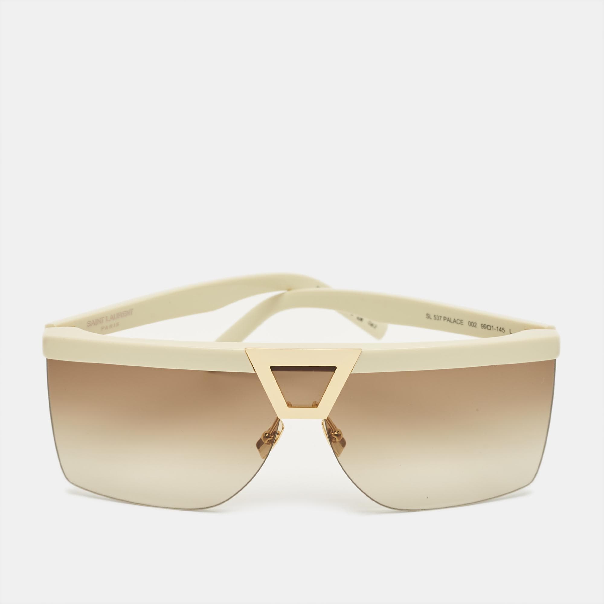 Saint Laurent Off White/Brown Gradient SL 537 Palace Shield Sunglasses