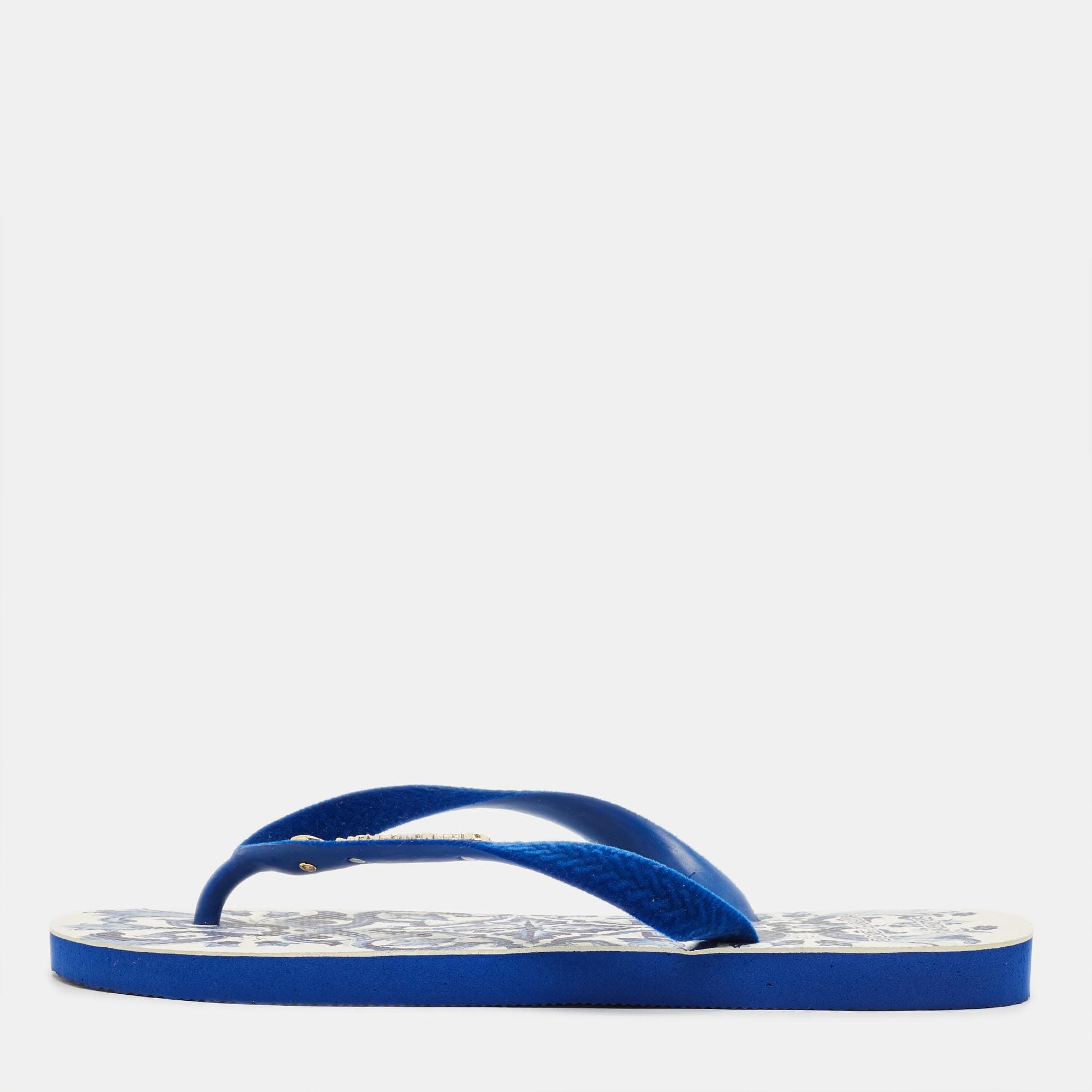 D&G Blue Velvet Pool Thong Flats Size 39.5