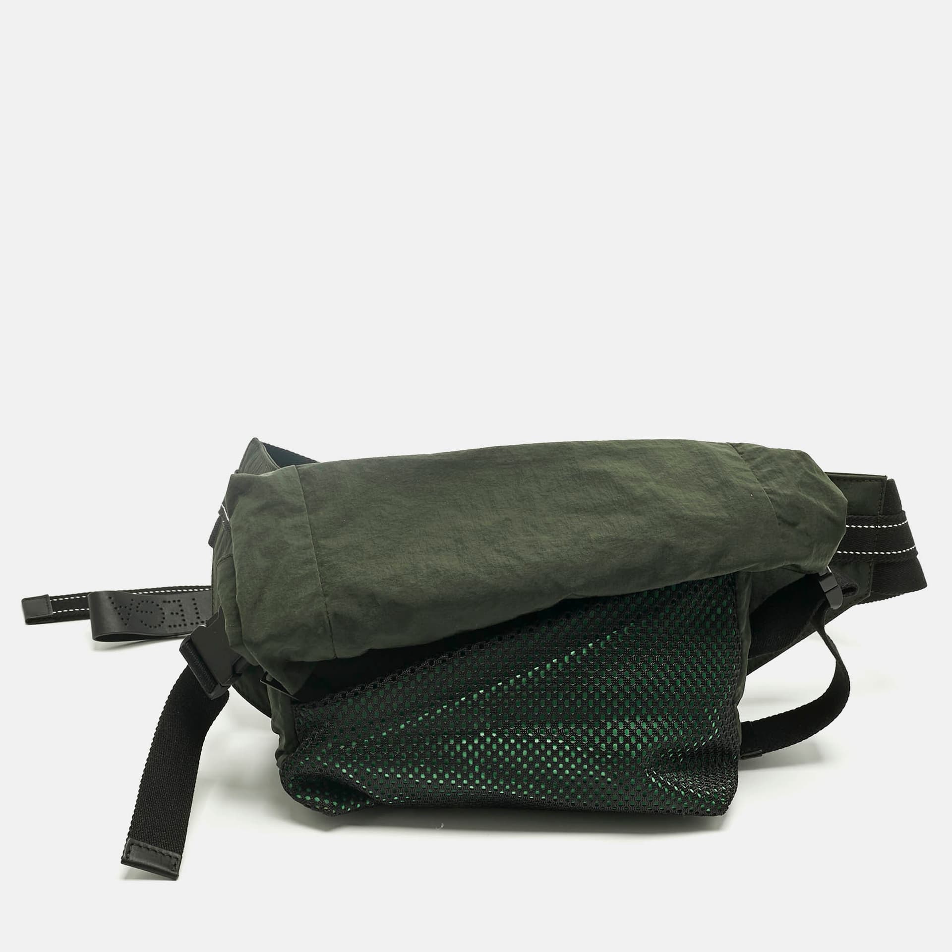 Bottega Veneta Dark Green Nylon Paper Touch Belt Bag