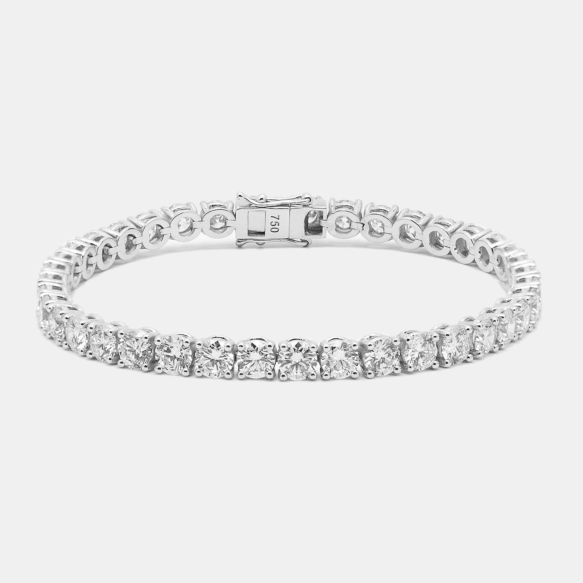 11 cts Round Brilliant Cut 18k White Gold Lab Grown Diamonds Tennis Bracelet