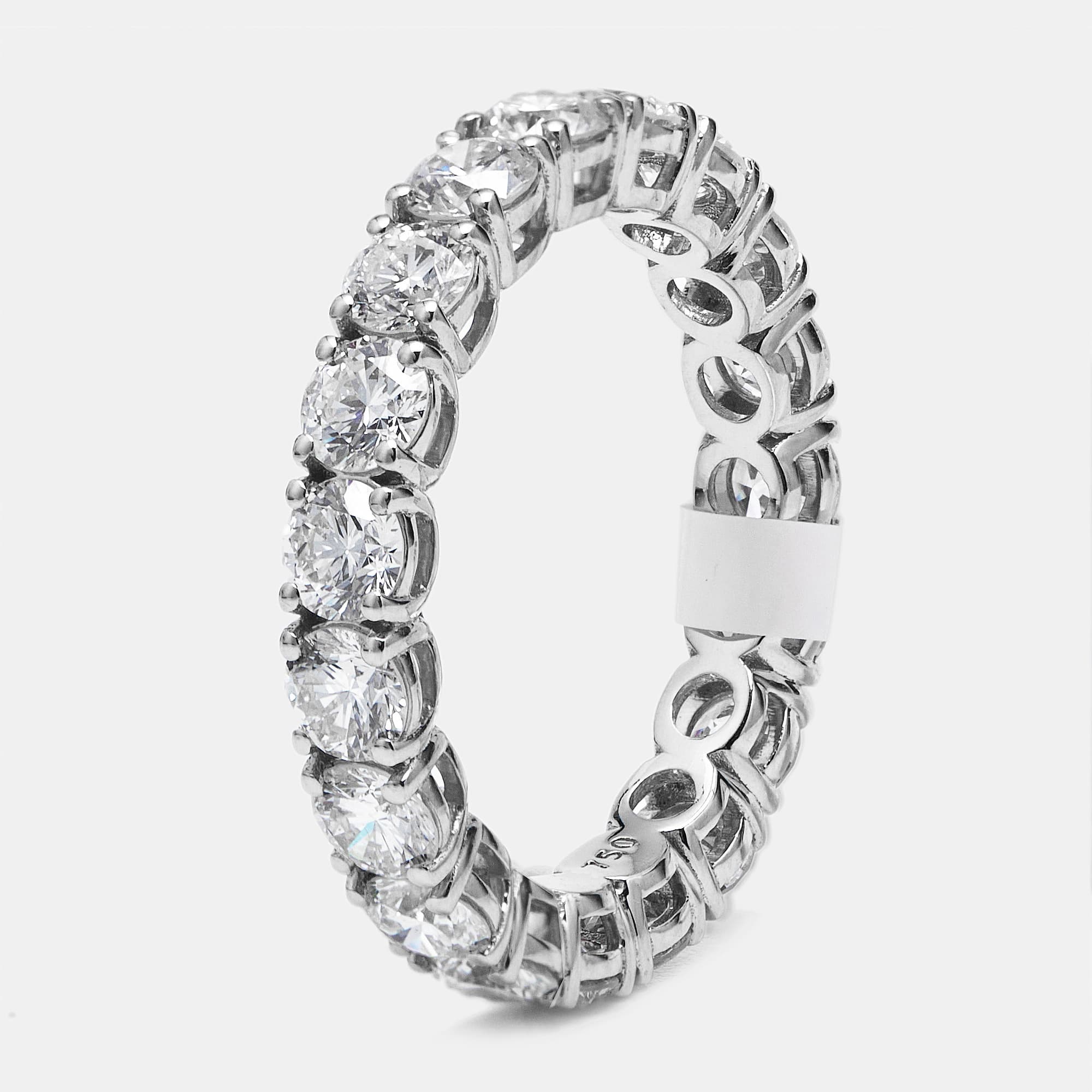 3.00 cts Round Brilliant Lab Grown Diamonds 18k White Gold Eternity Band Ring Size 52