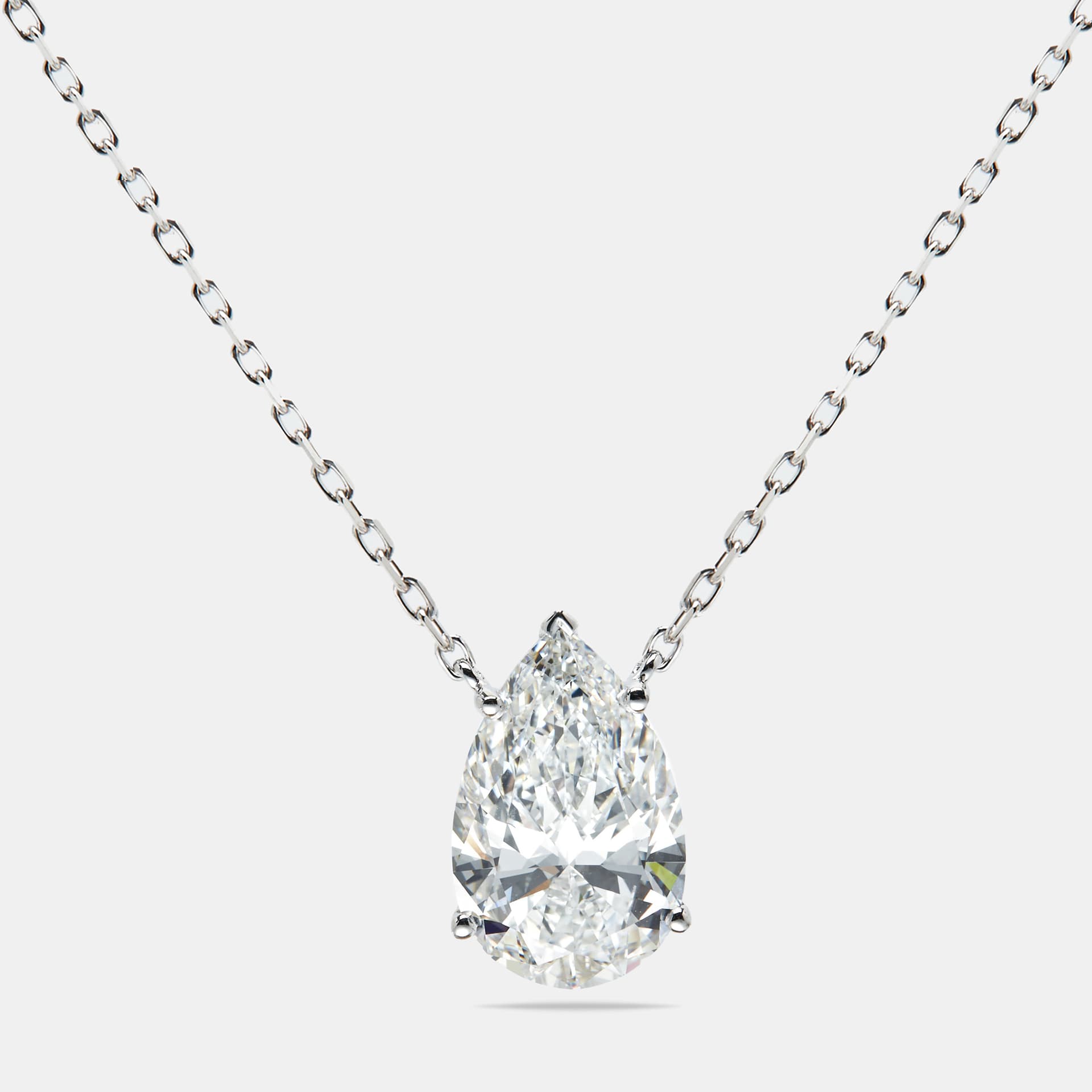 8.00 cts Pear Brilliant Cut Lab Grown Diamond 18k White Gold Chain Necklace