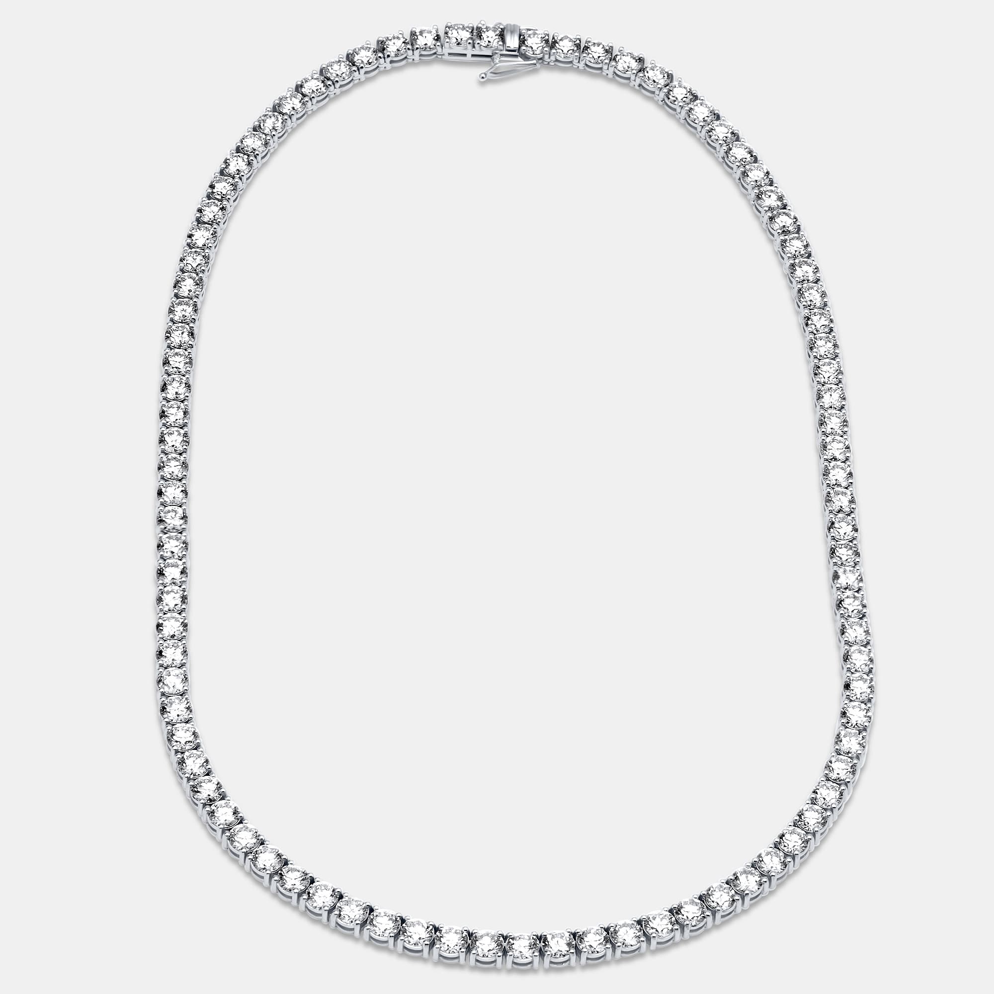 30.00 cts Round Lab Grown Diamonds 18k White Gold Tennis Necklace