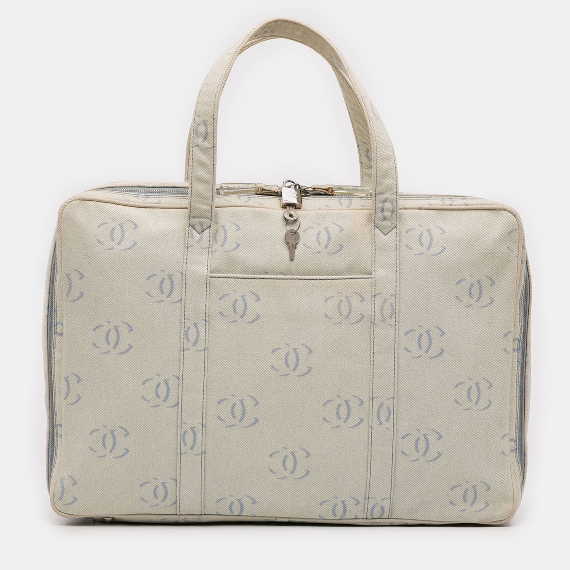 Chanel Blue CC Denim Travel Bag