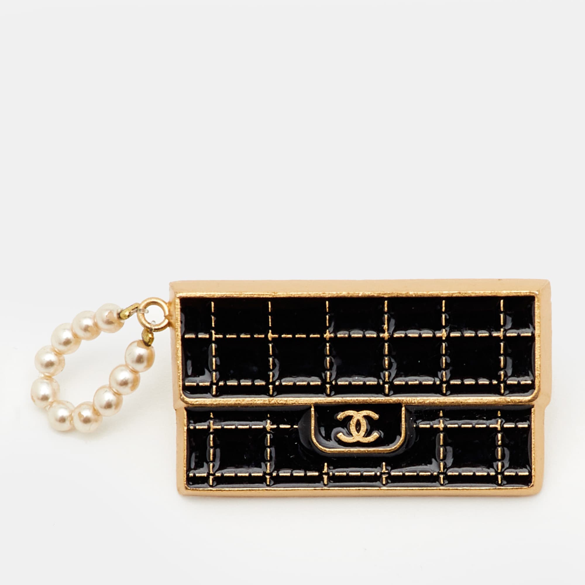 Chanel CC Bag Gold Tone Pin Brooch