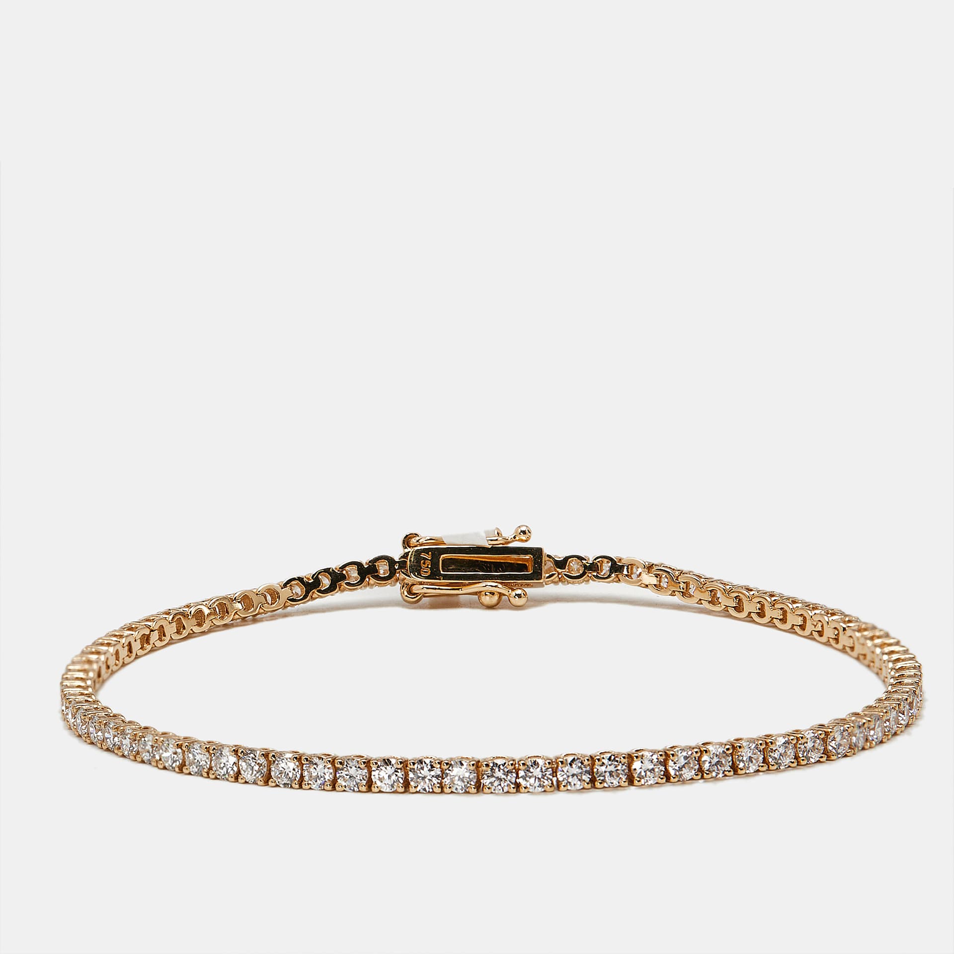 2.30 cts Round Brilliant Lab Grown Diamonds 18k Rose Gold Tennis Bracelet