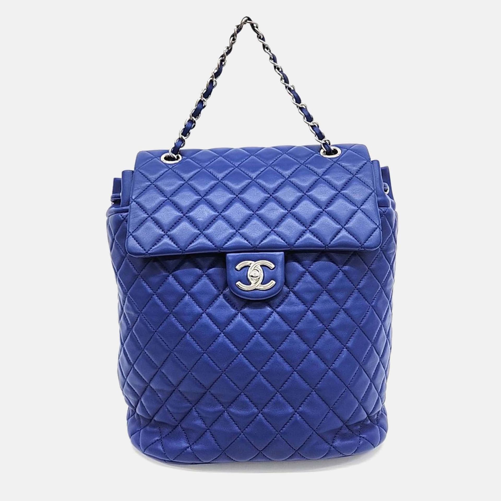 Chanel Urban Spirit Small Blue Quilted Lambskin Leather Backpack Bag