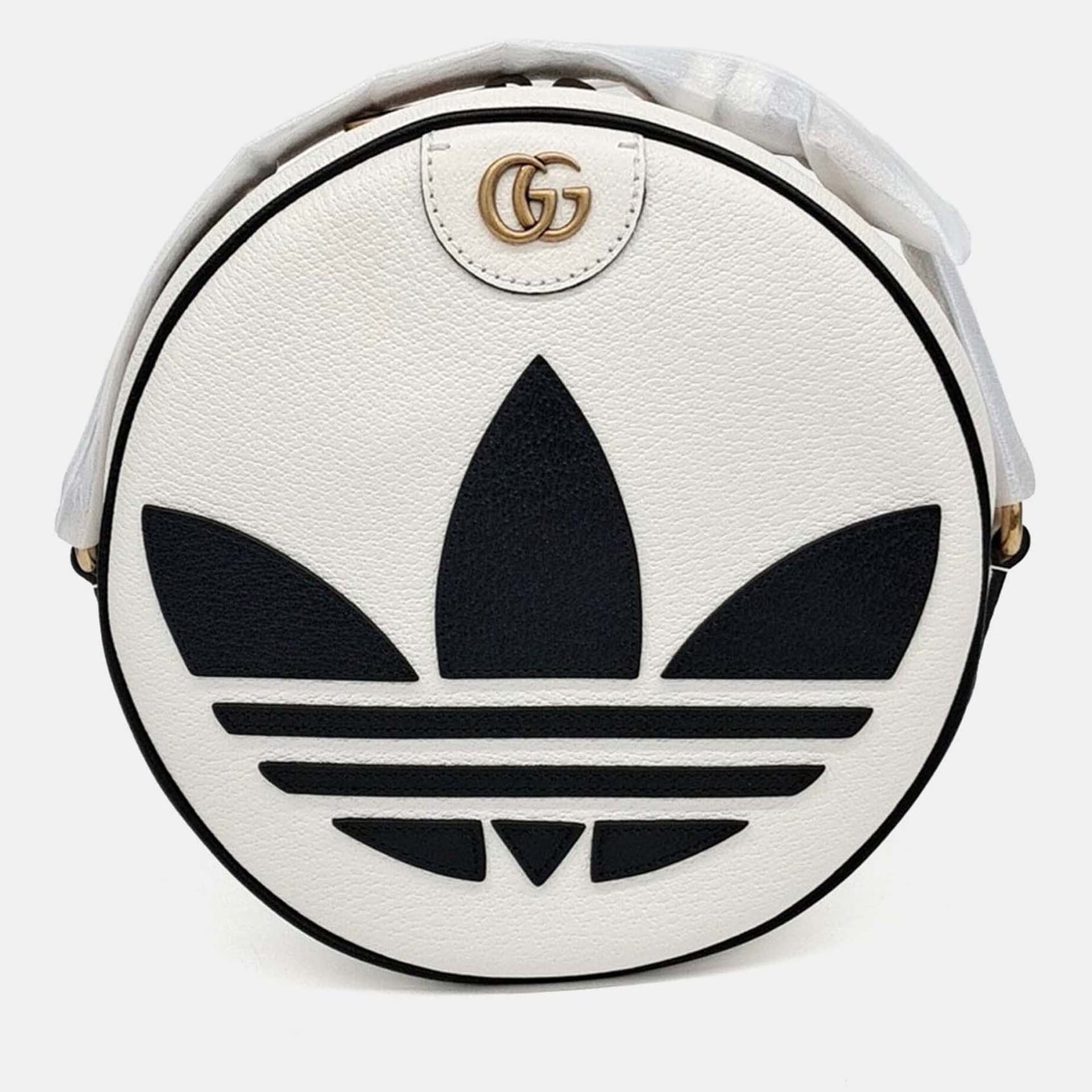 Gucci Black/White Leather X Adidas Round Crossbody Bag