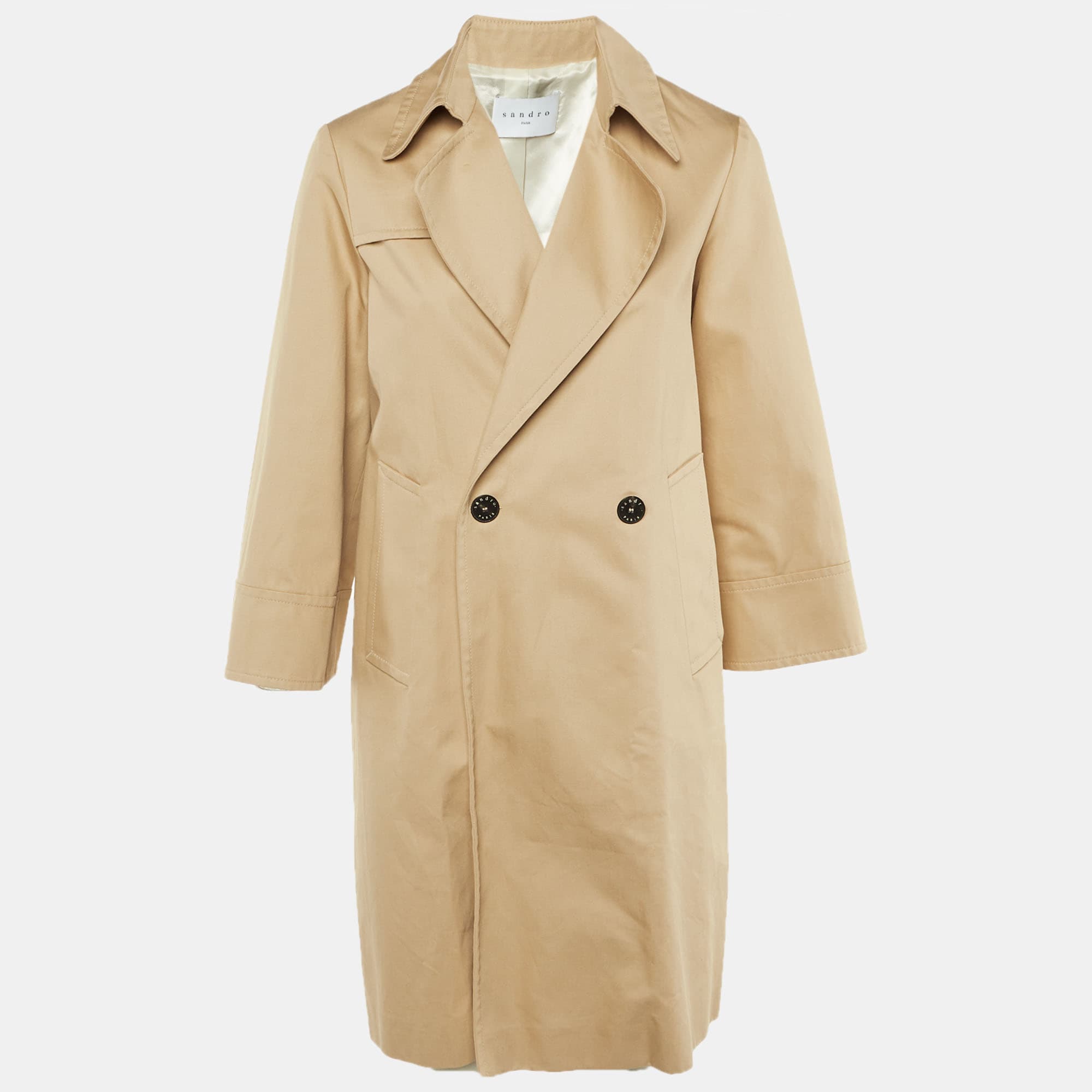 Sandro Beige Cotton Trench Coat S