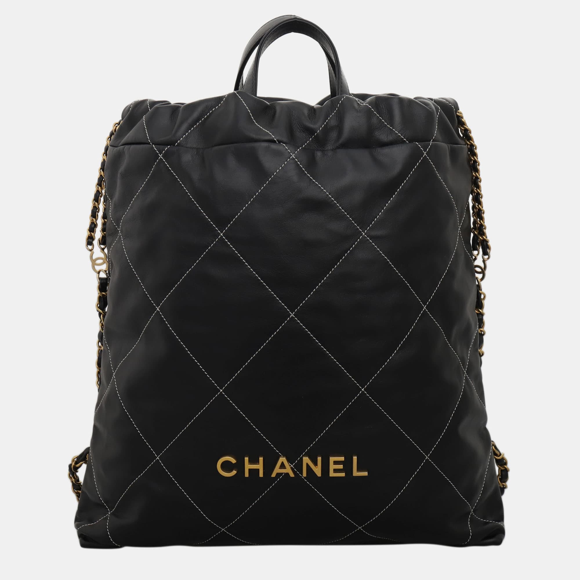 Chanel Black Quilted Calf Leather C22 Backpack