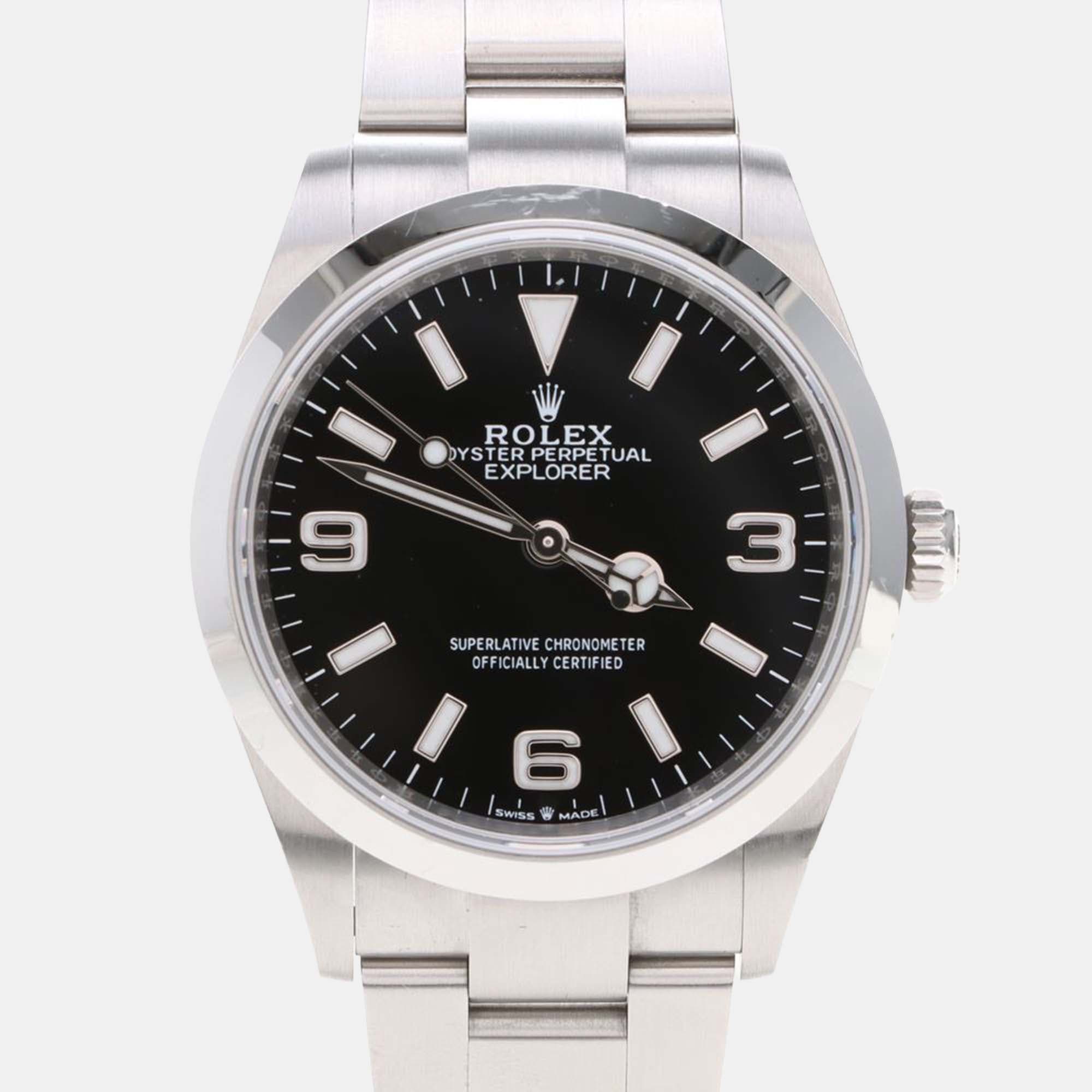 Rolex Explorer 124270 Automatic Black Stainless Steel Men's Wristwatch 36mm