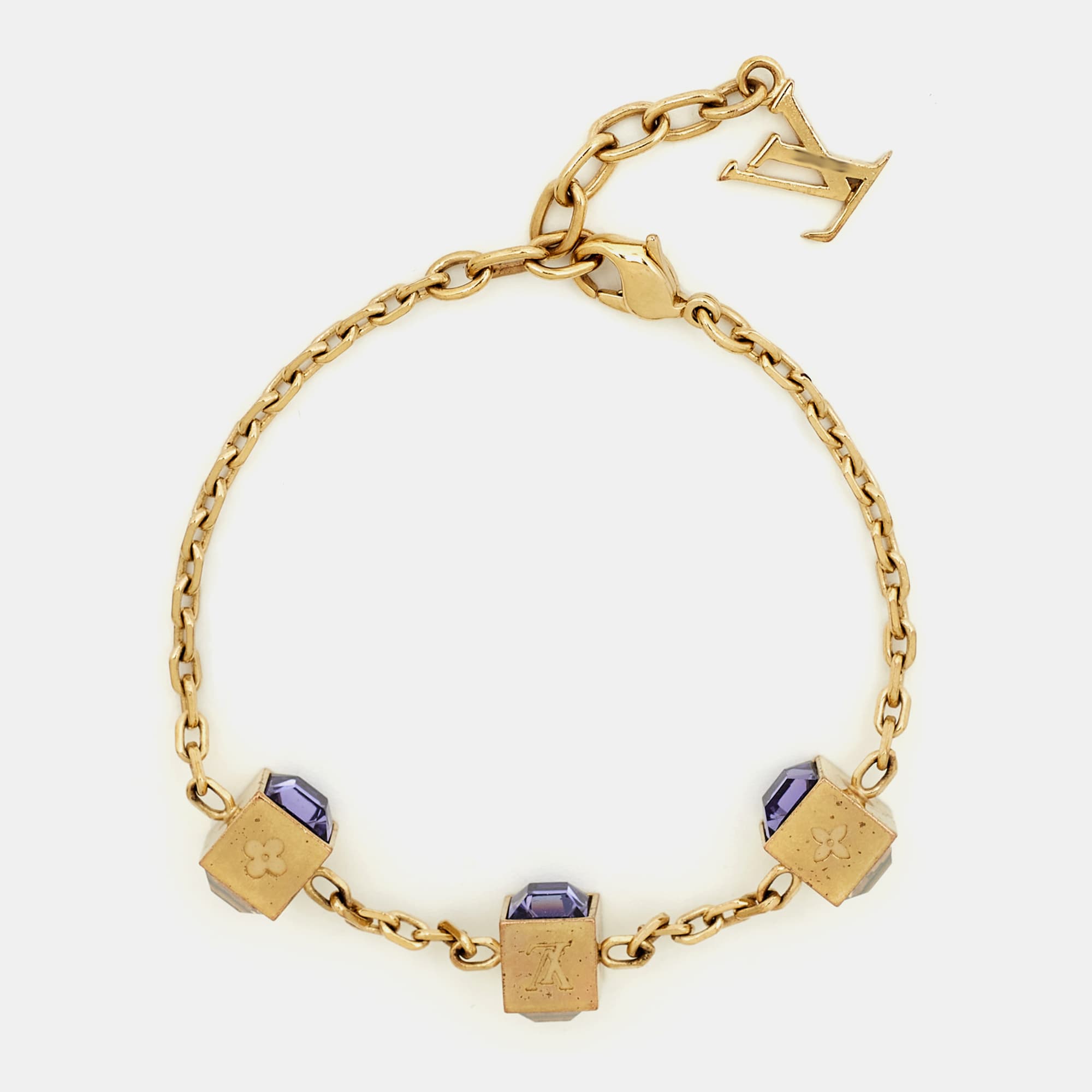 Louis Vuitton Gamble Crystal Gold Tone Bracelet