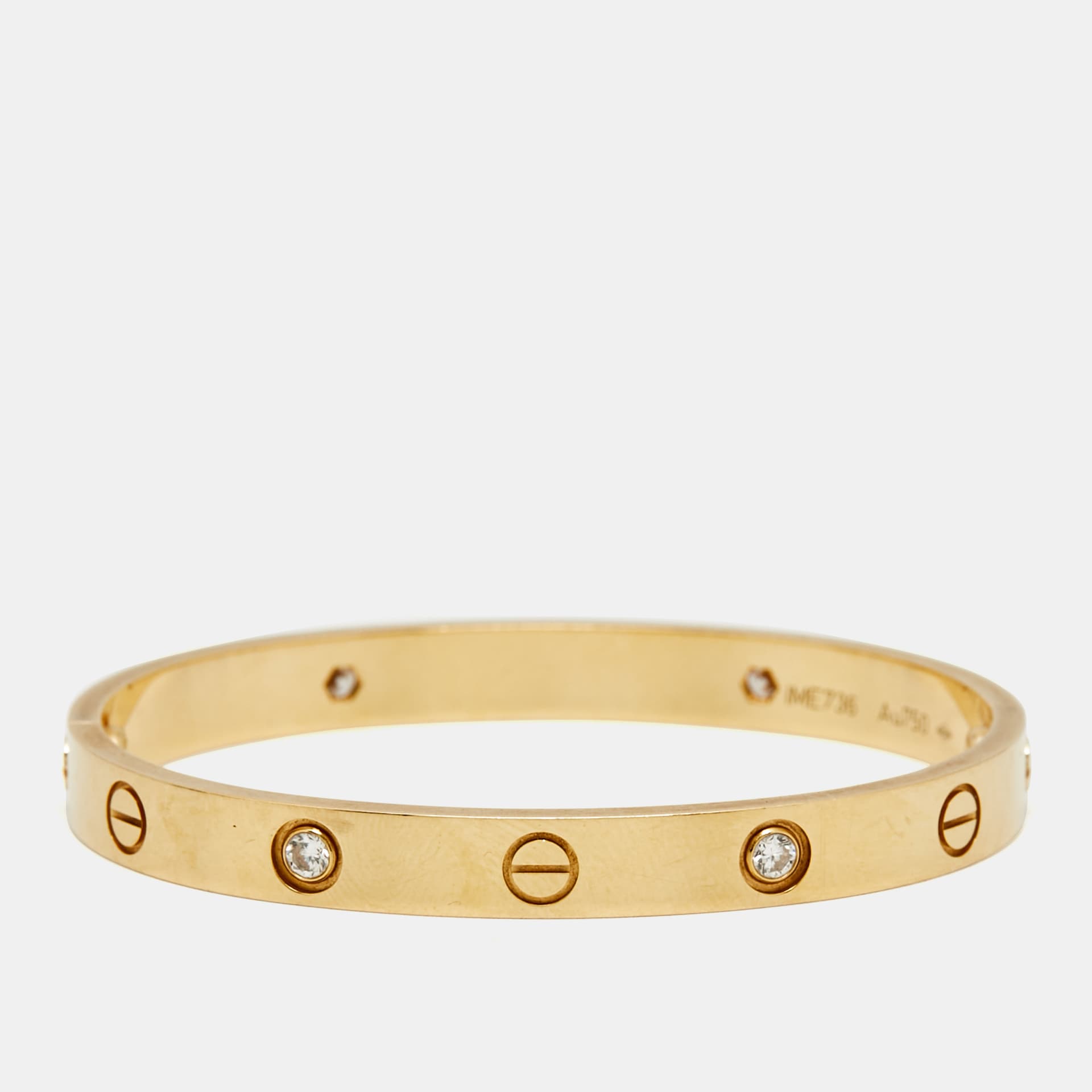 Cartier Love 4 Diamonds 18k Yellow Gold Bracelet 16