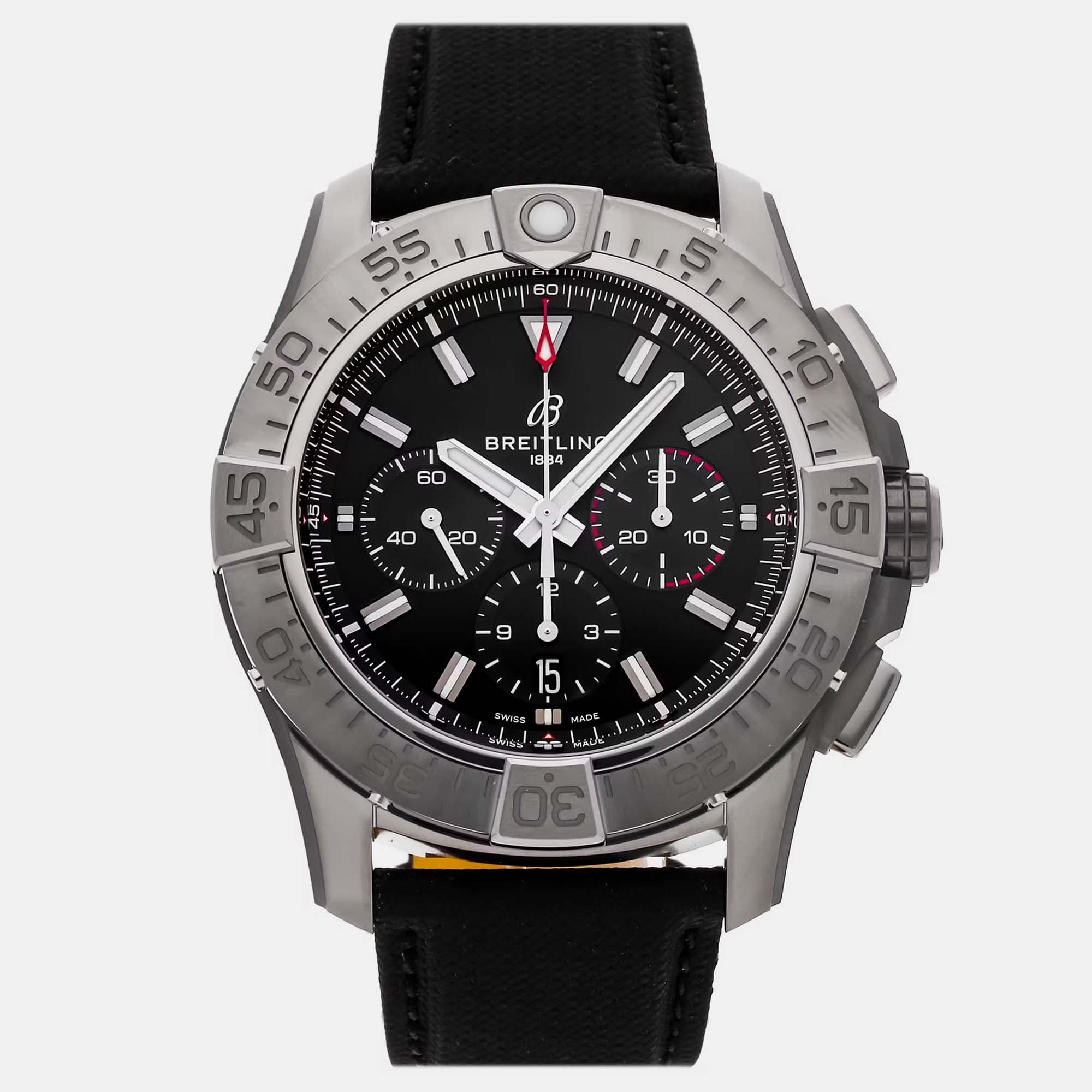 Breitling Super Avenger B01 EB0148101B1X1 Automatic Chronograph Black Dial Titanium Men's Wristwatch 48mm