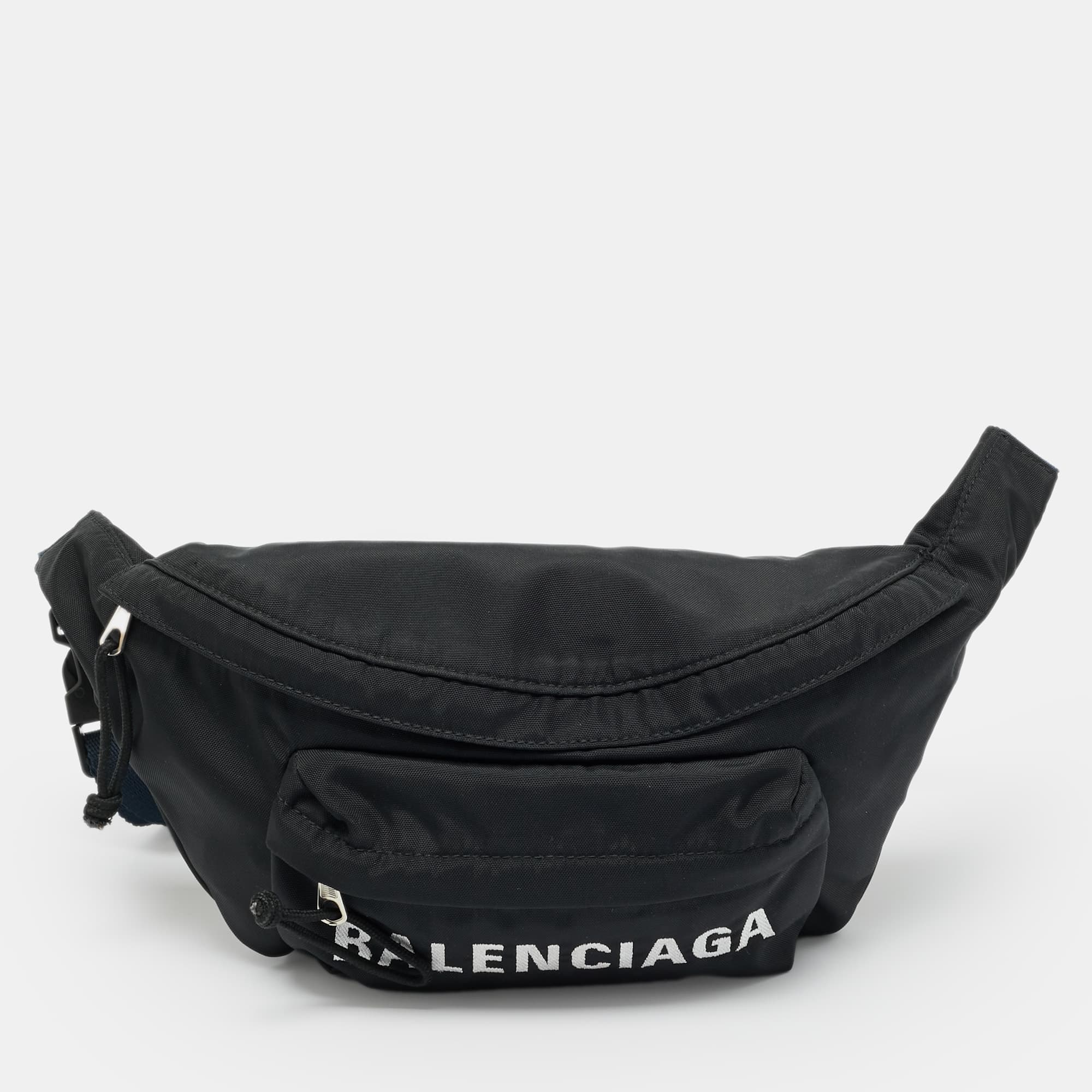 Balenciaga Black/Navy Blue Nylon Belt Bag