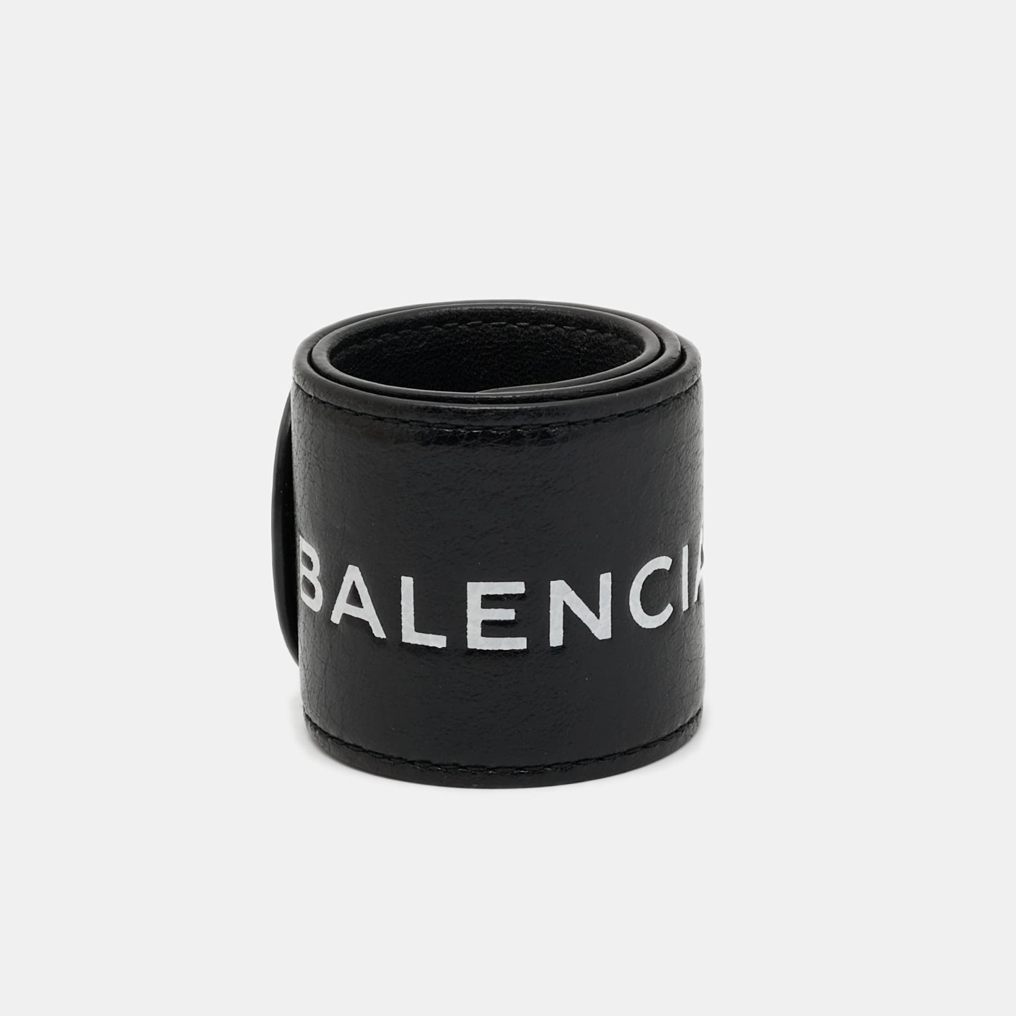 Balenciaga Black Leather Cycle Bracelet