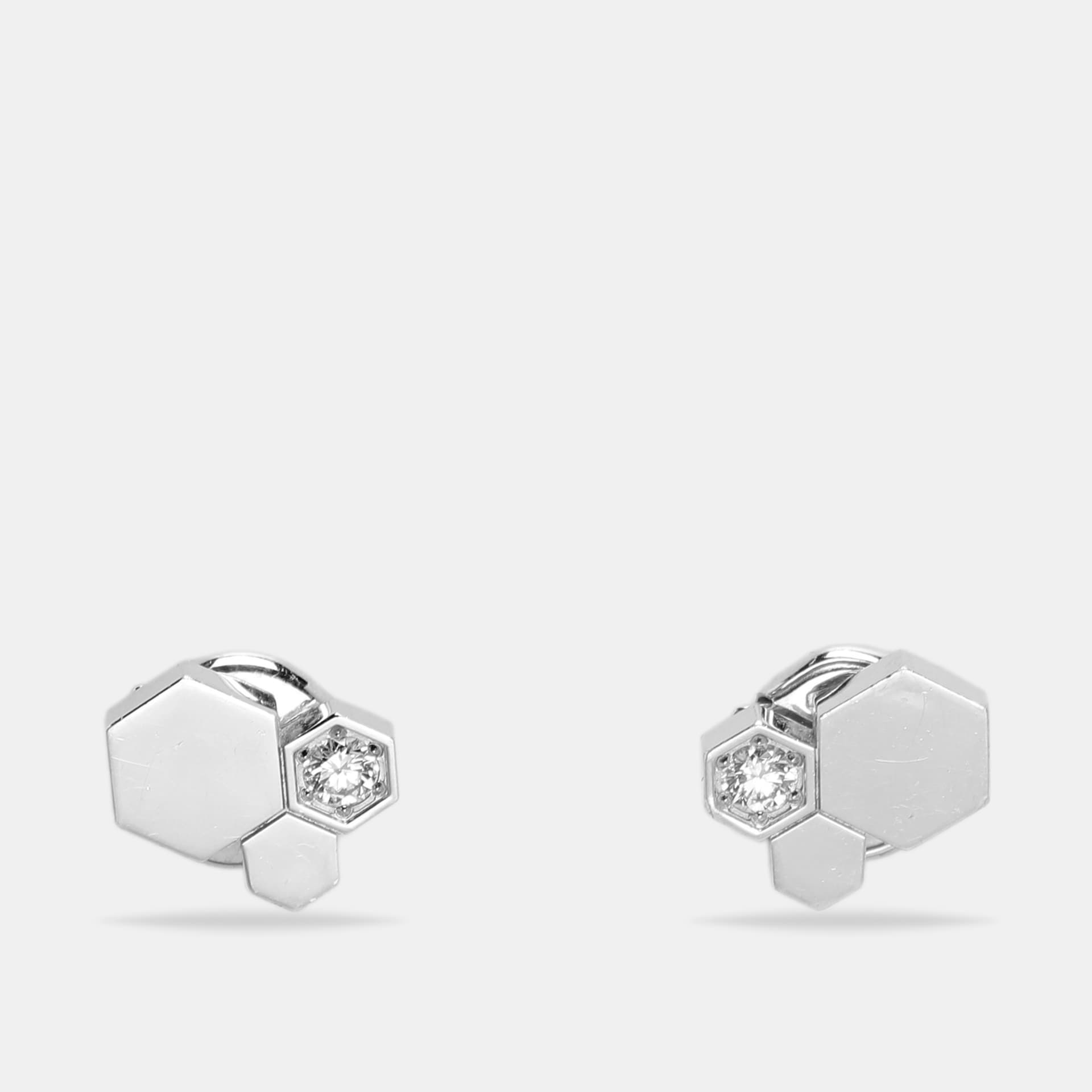 Chaumet Bee My Love Diamond 18k White Gold Stud Earrings