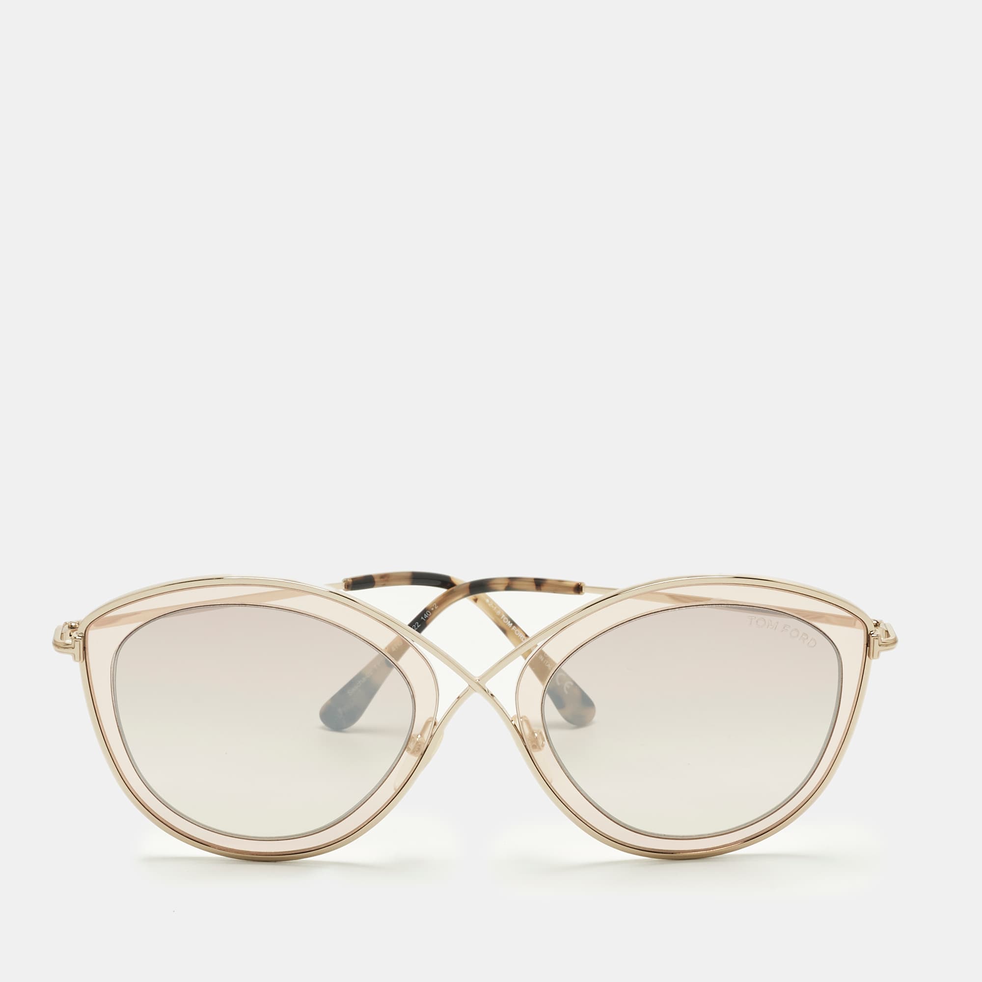 Tom Ford Brown/Gold Tone Mirrored TF604 Sascha 02 Butterfly Sunglasses