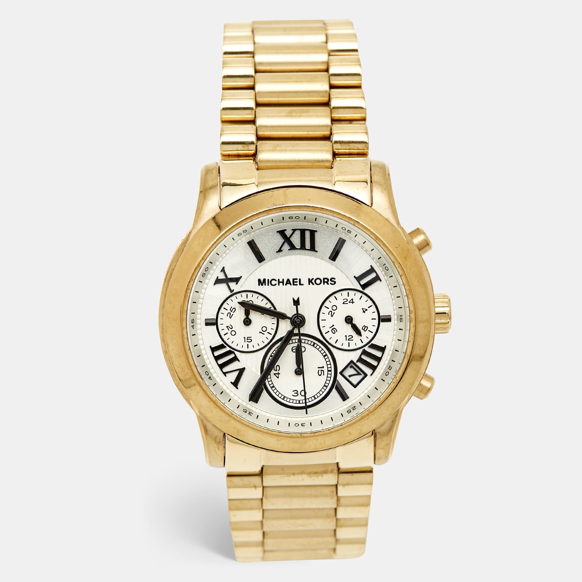 Michael Kors Cooper MK5916 Silver Dial Gold Tone Stainless Steel Women's Wristwatch 40 mm