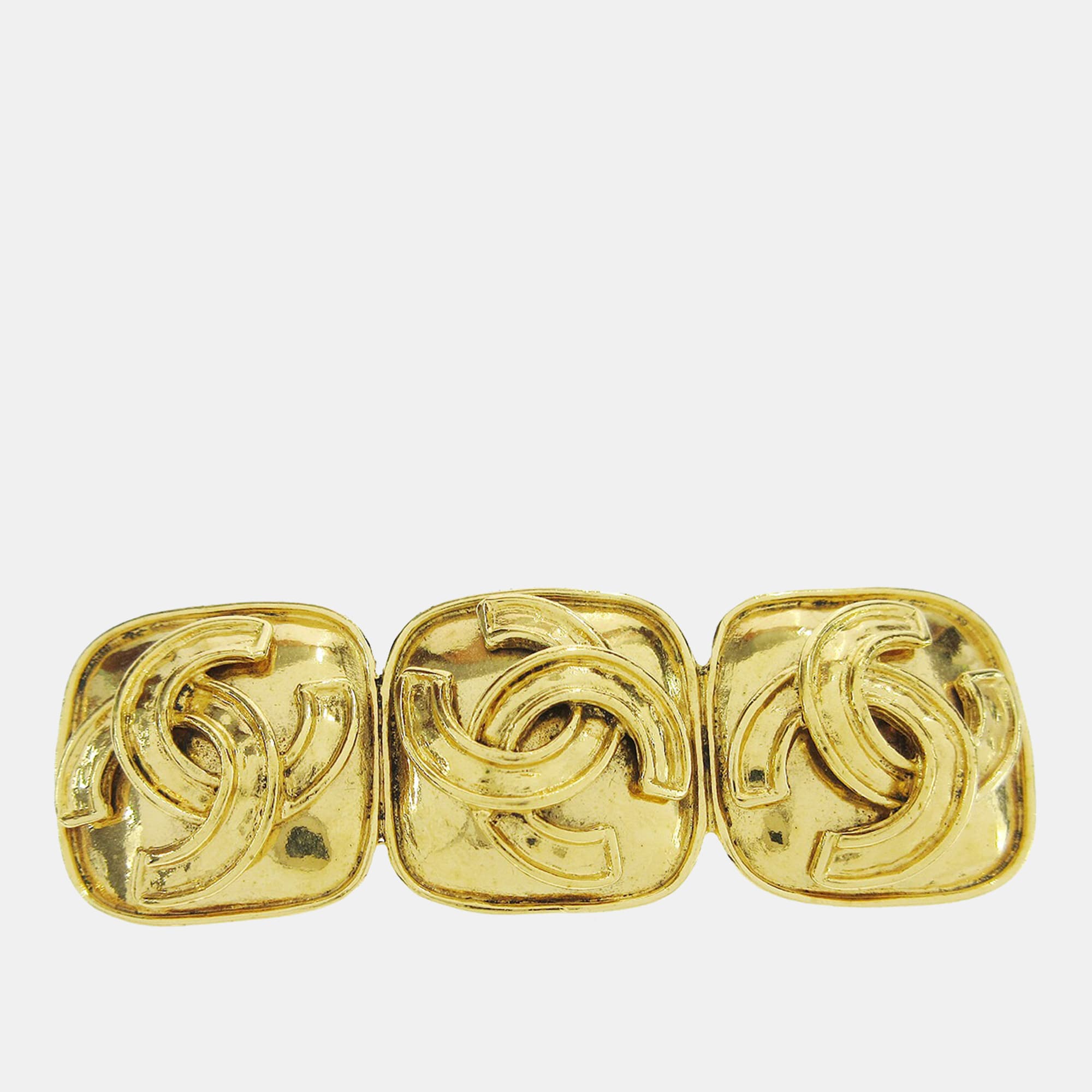 Chanel Triple CC Brooch Pin Gold