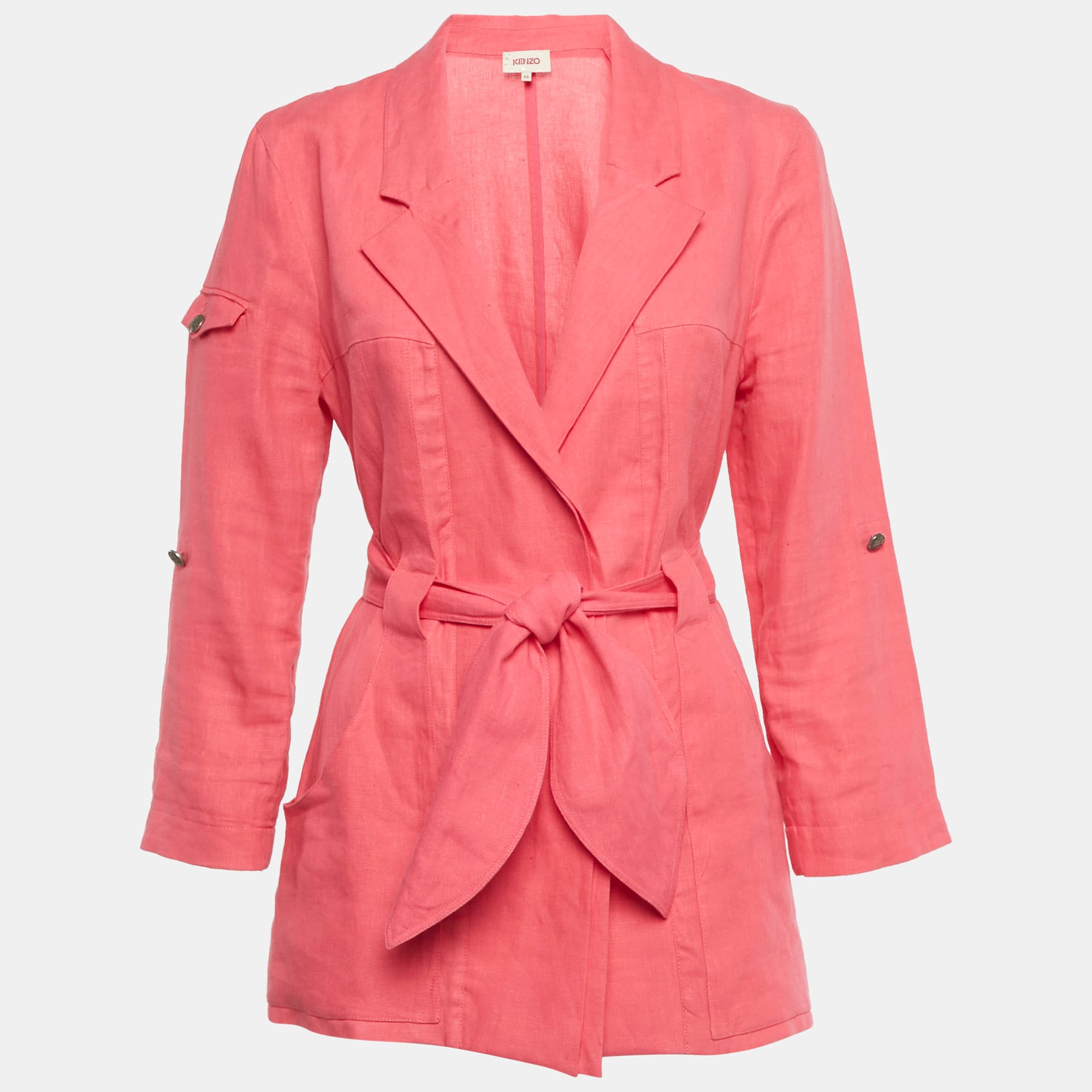 Kenzo Pink Linen Belted Blazer M