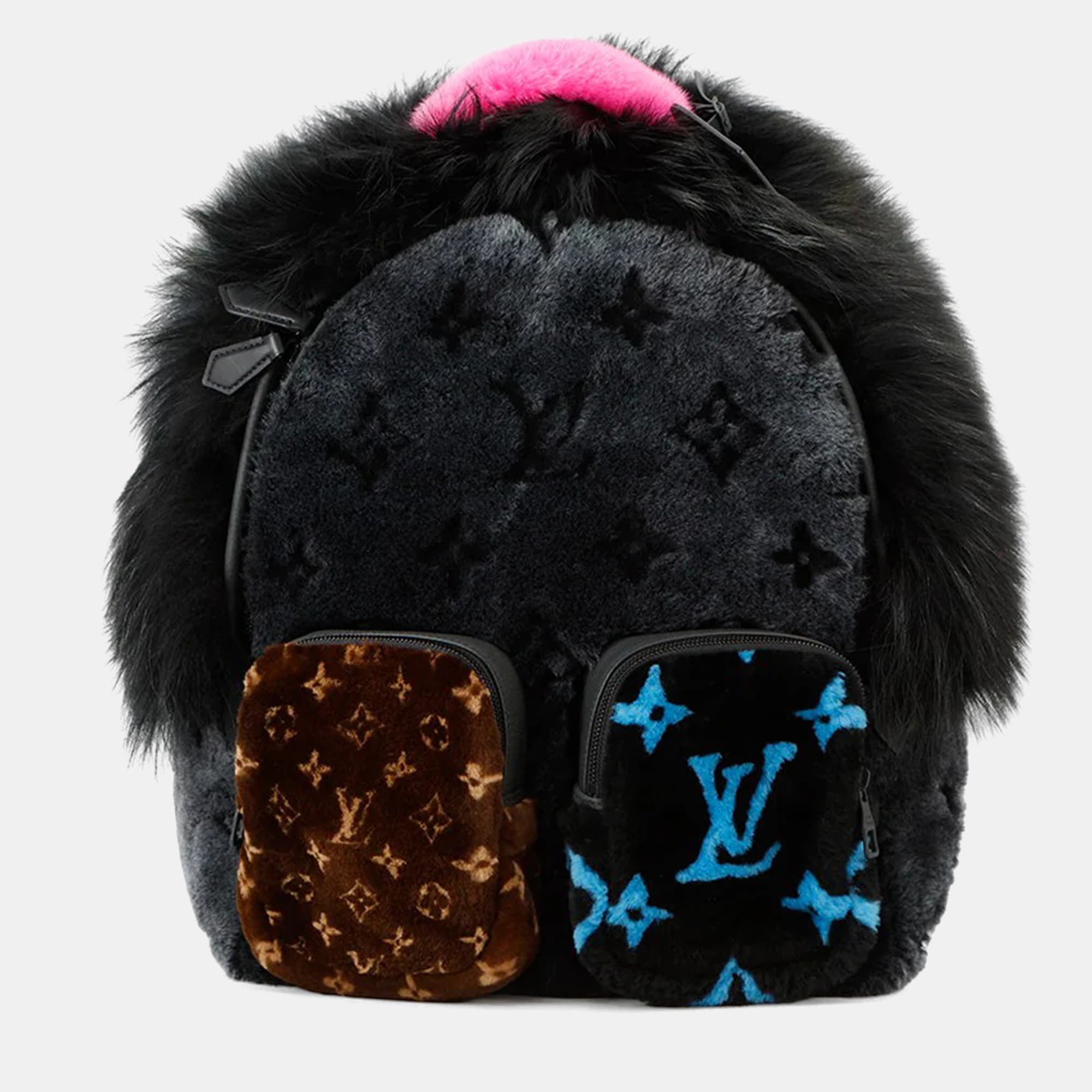 Louis Vuitton Automne Hiver 2020 Monogram Black Multi-Fur Backpack