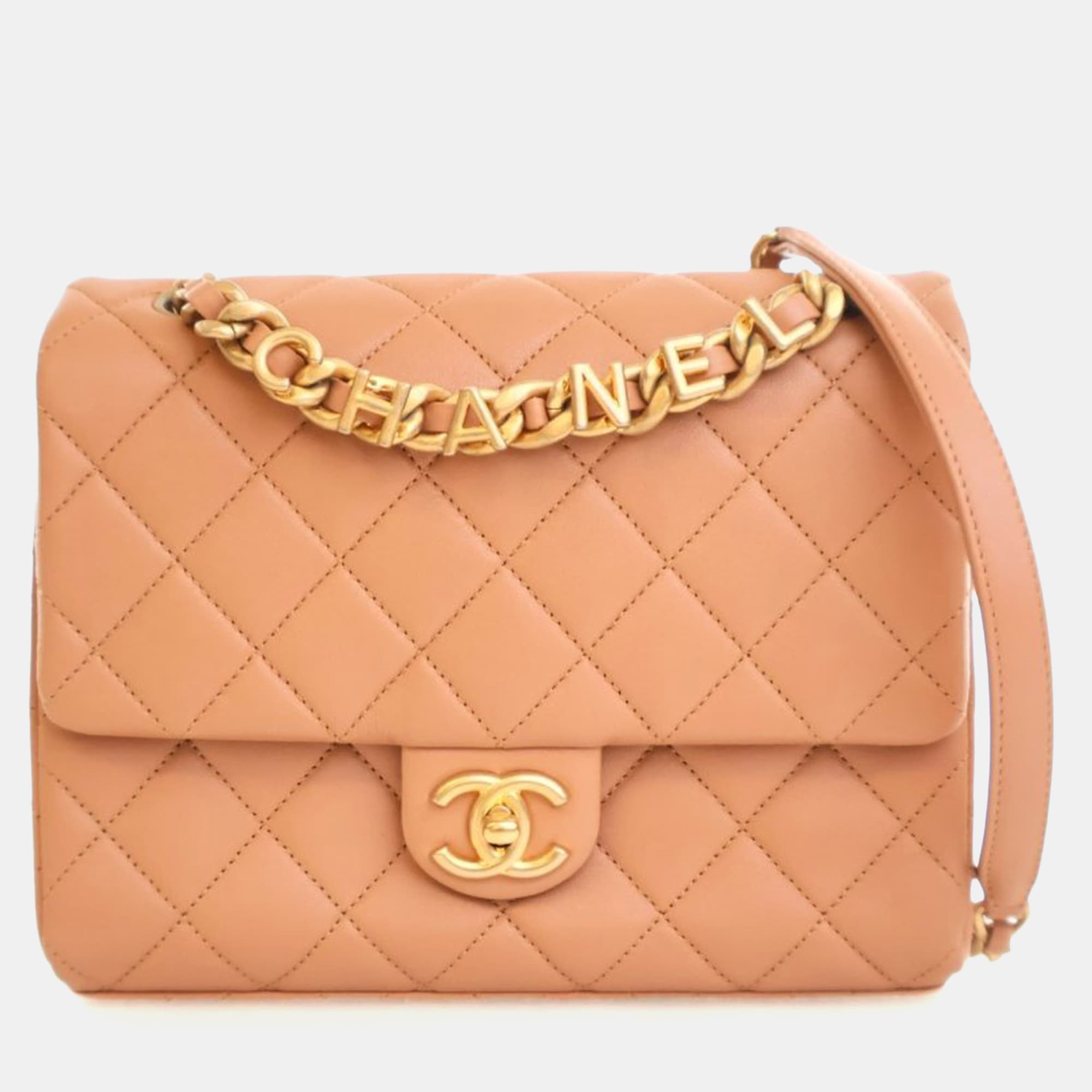 Chanel Lambskin Chaine Lettre Square Flap Bag