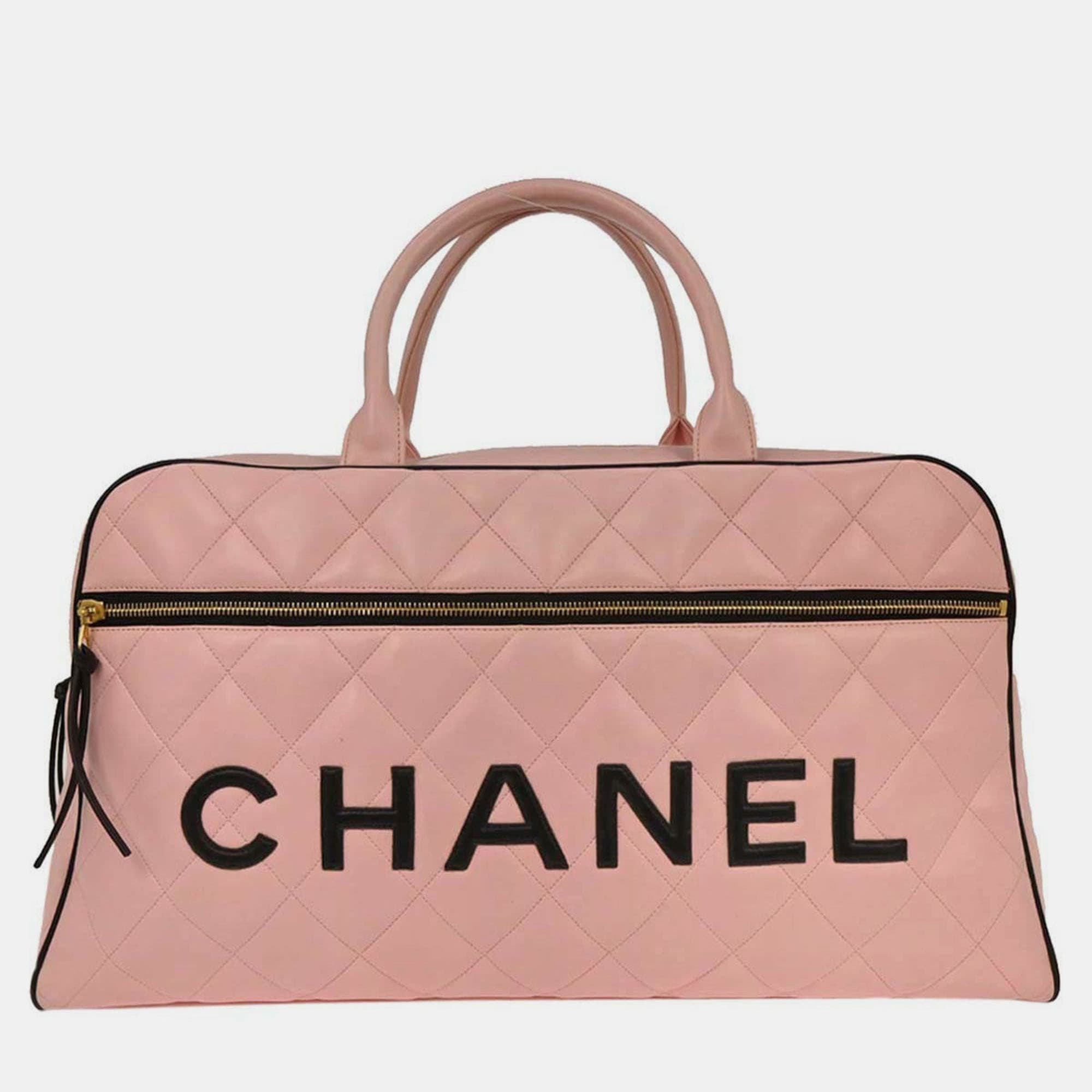 Chanel Bowling Pink Calfskin Leather Bag