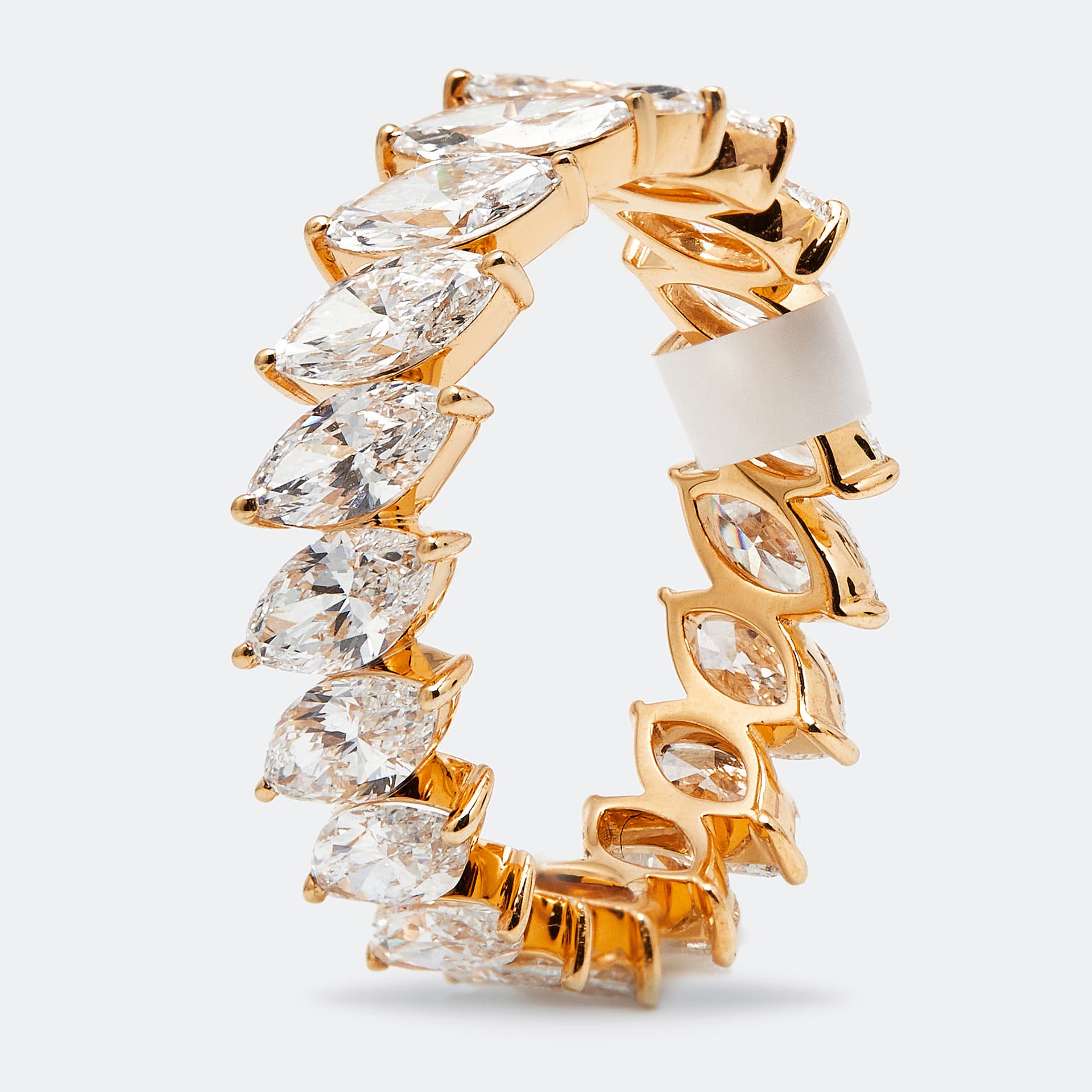 3.80 cts Marquise Brilliant Lab Grown Diamond 18k Rose Gold Eternity Band Ring Size 54