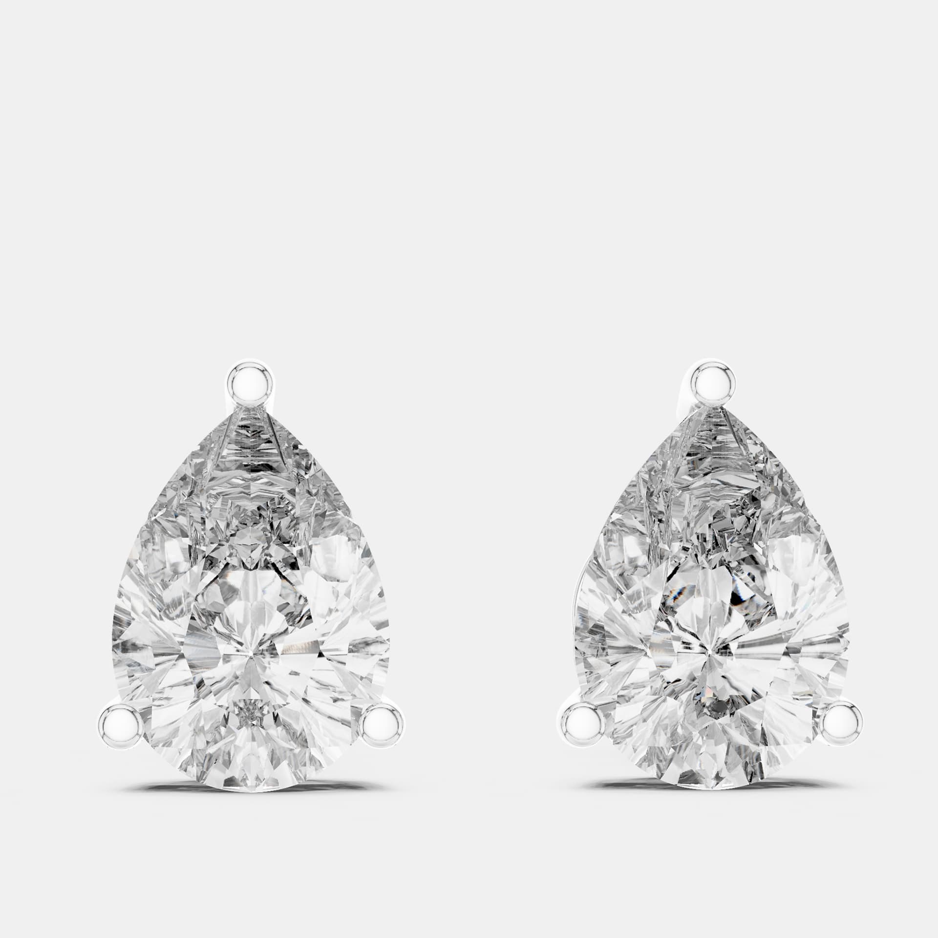 4.00 cts Pear Cut 18k White Gold Lab Grown Diamond Stud Earrings