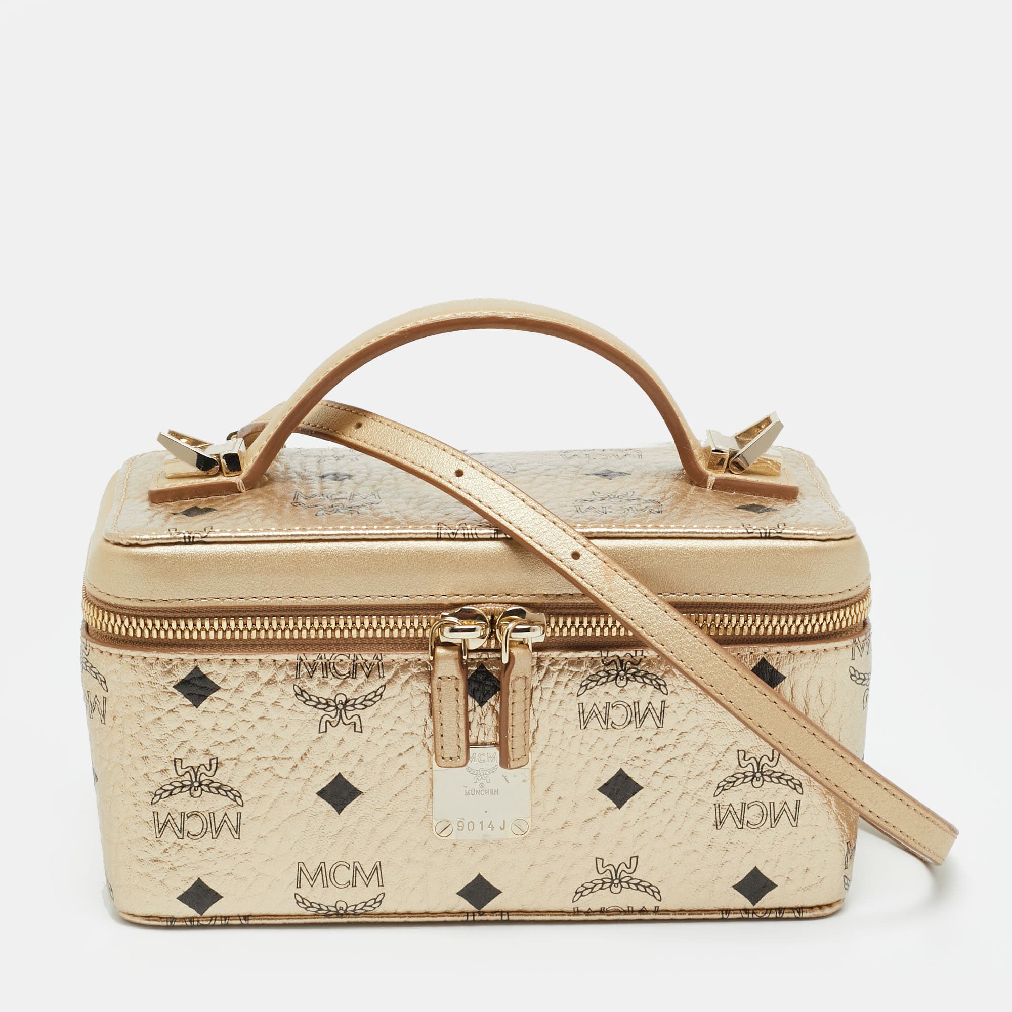 MCM Rockstar Gold Visetos Coated Canvas Vanity Case