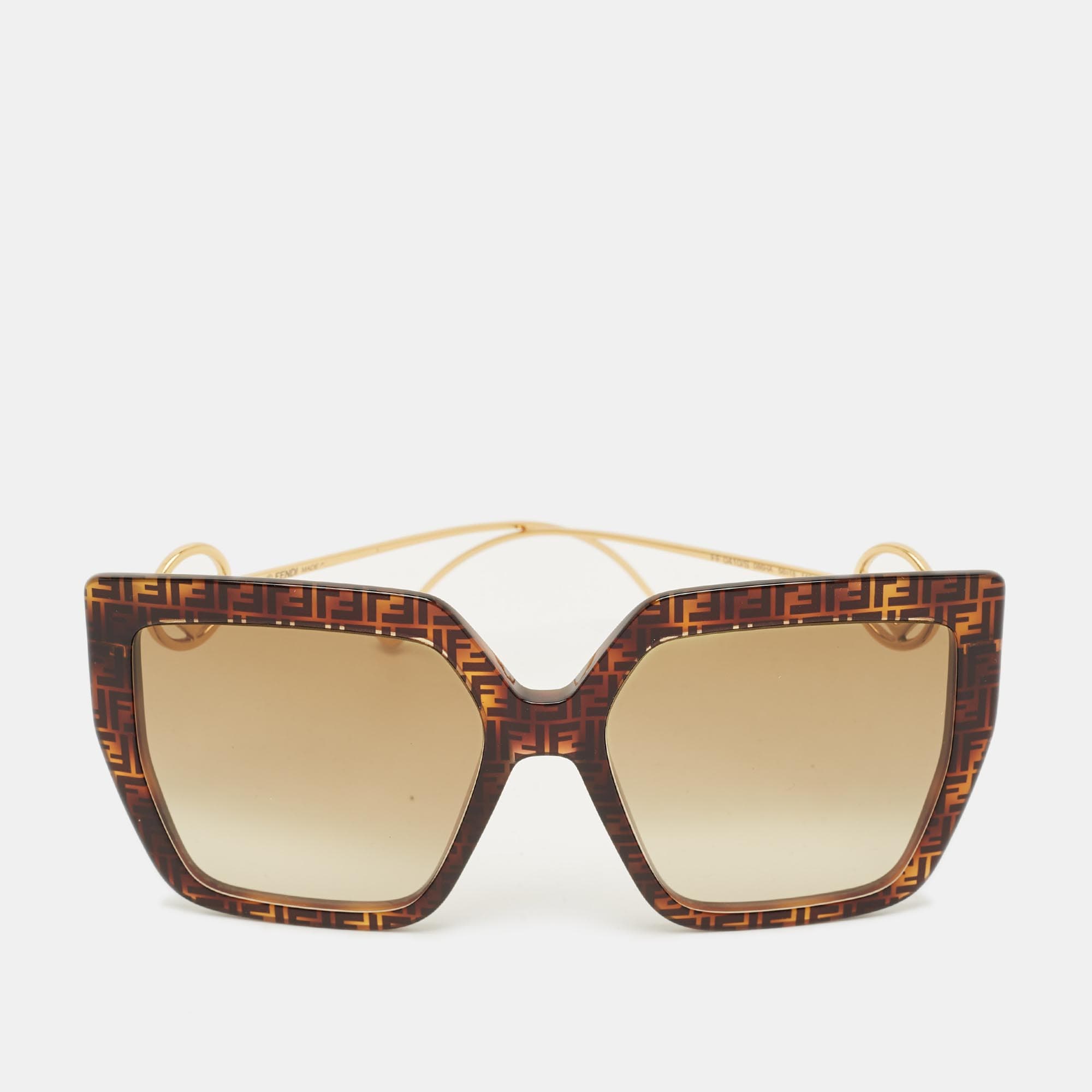 Fendi Brown Gradient Logo FF0410/S Square Sunglasses