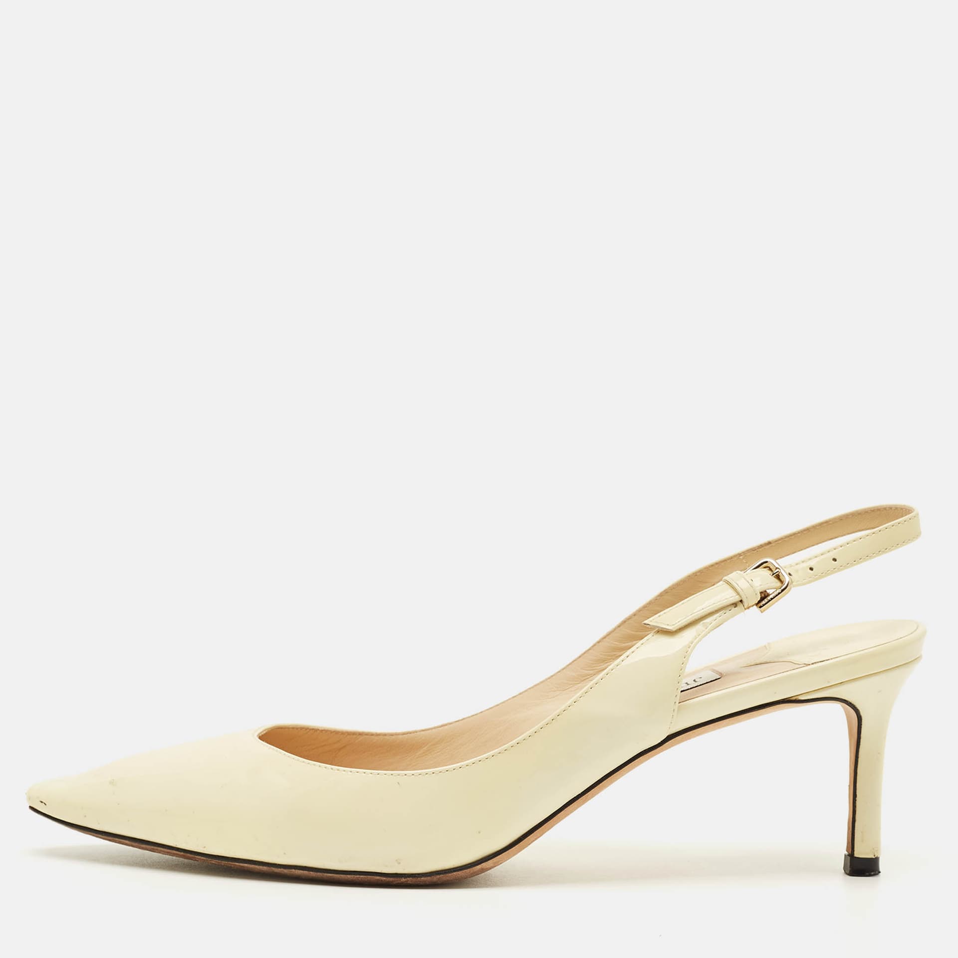 Jimmy Choo Erin Size 39 Cream Patent Leather Slingback Pumps