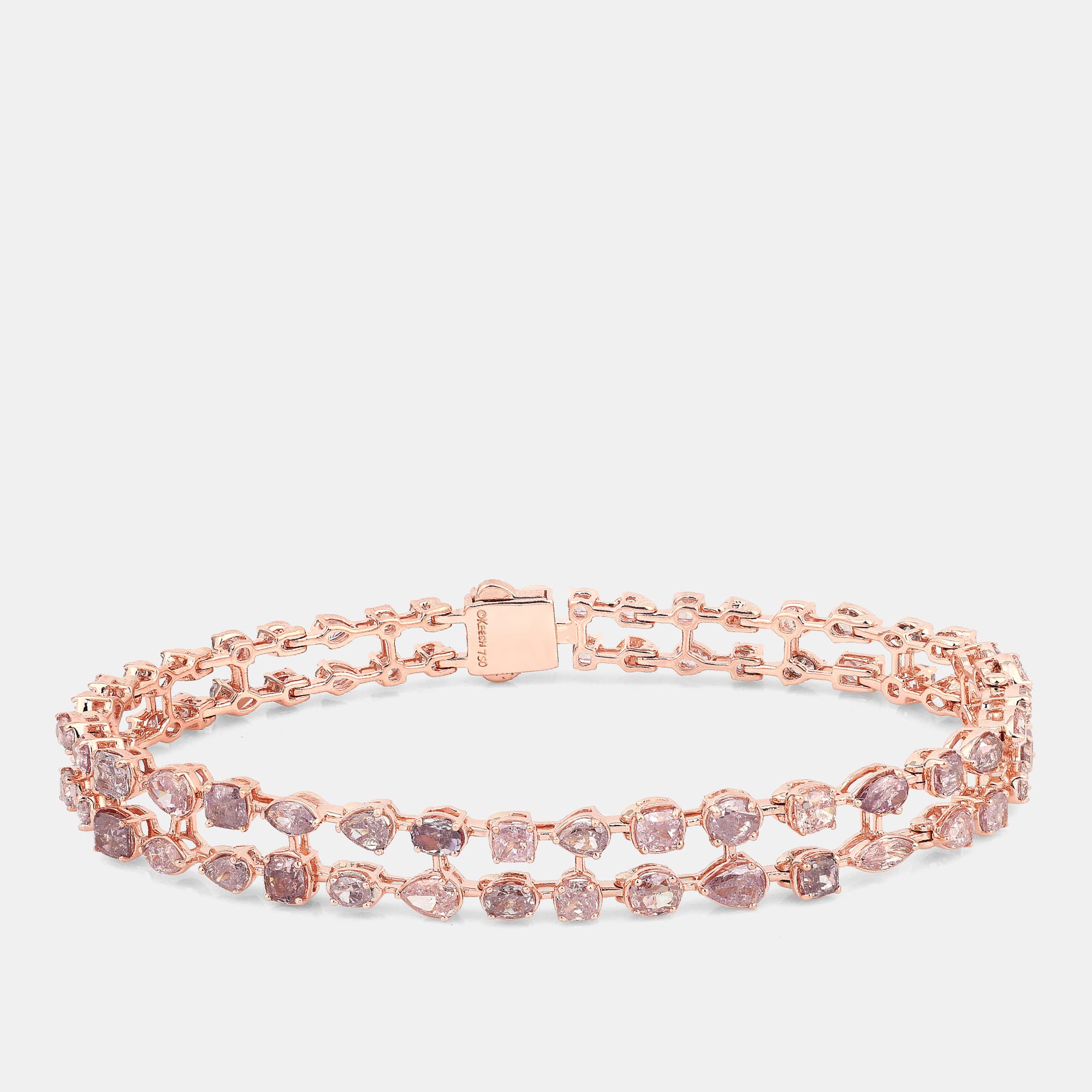 7.26 cts Pink Diamond 18K Rose Gold Tennis Bracelet