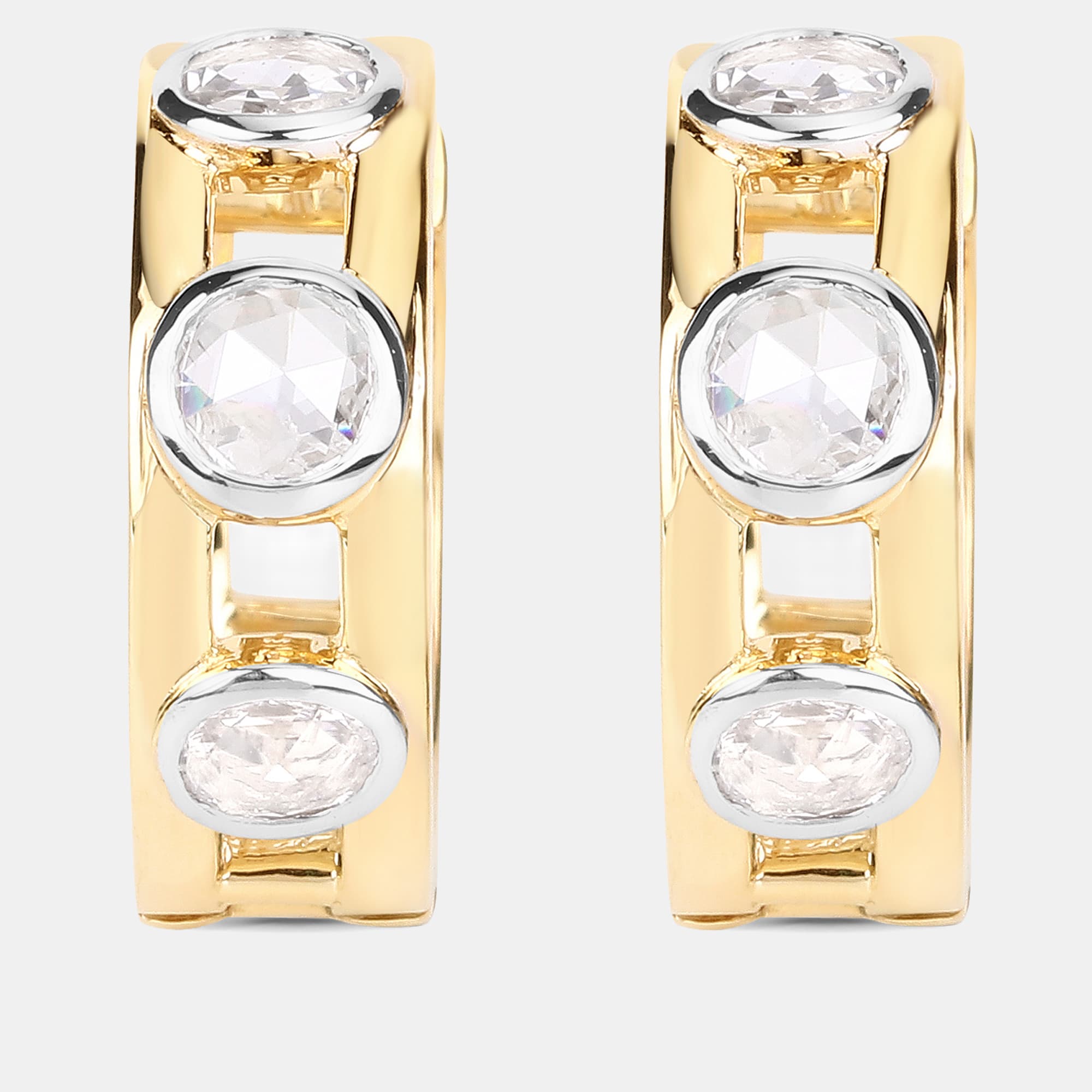 0.69 cts Diamond 14K Yellow Gold Hoop Earrings