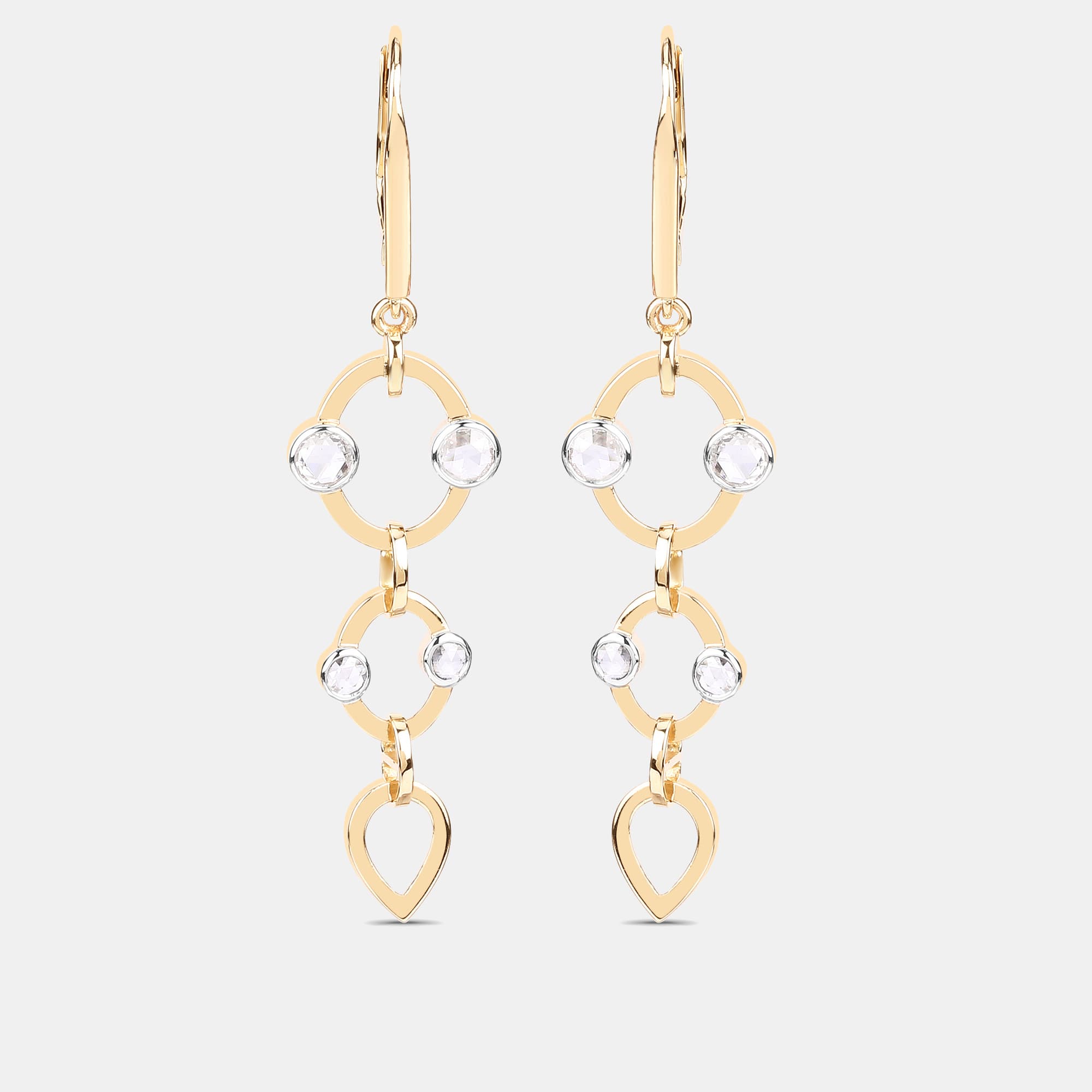 1.02 cts Diamond 14K Yellow Gold Dangle Earrings