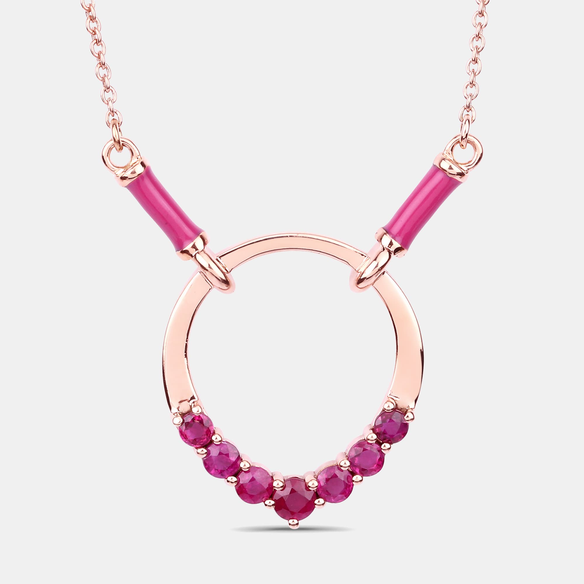 0.88 cts Ruby 14K Rose Gold Circle Necklace