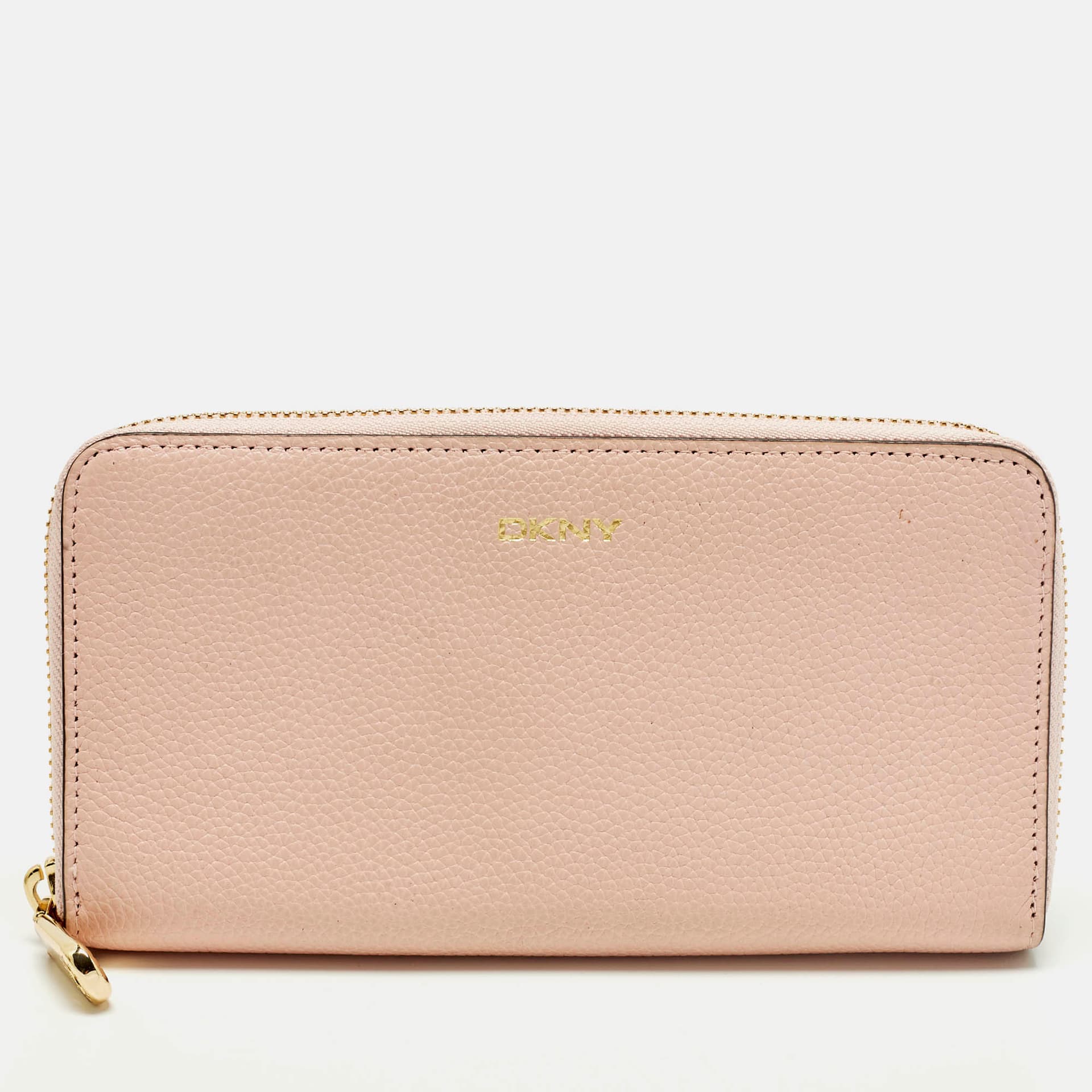 DKNY Light Pink Leather Zip Continental Wallet