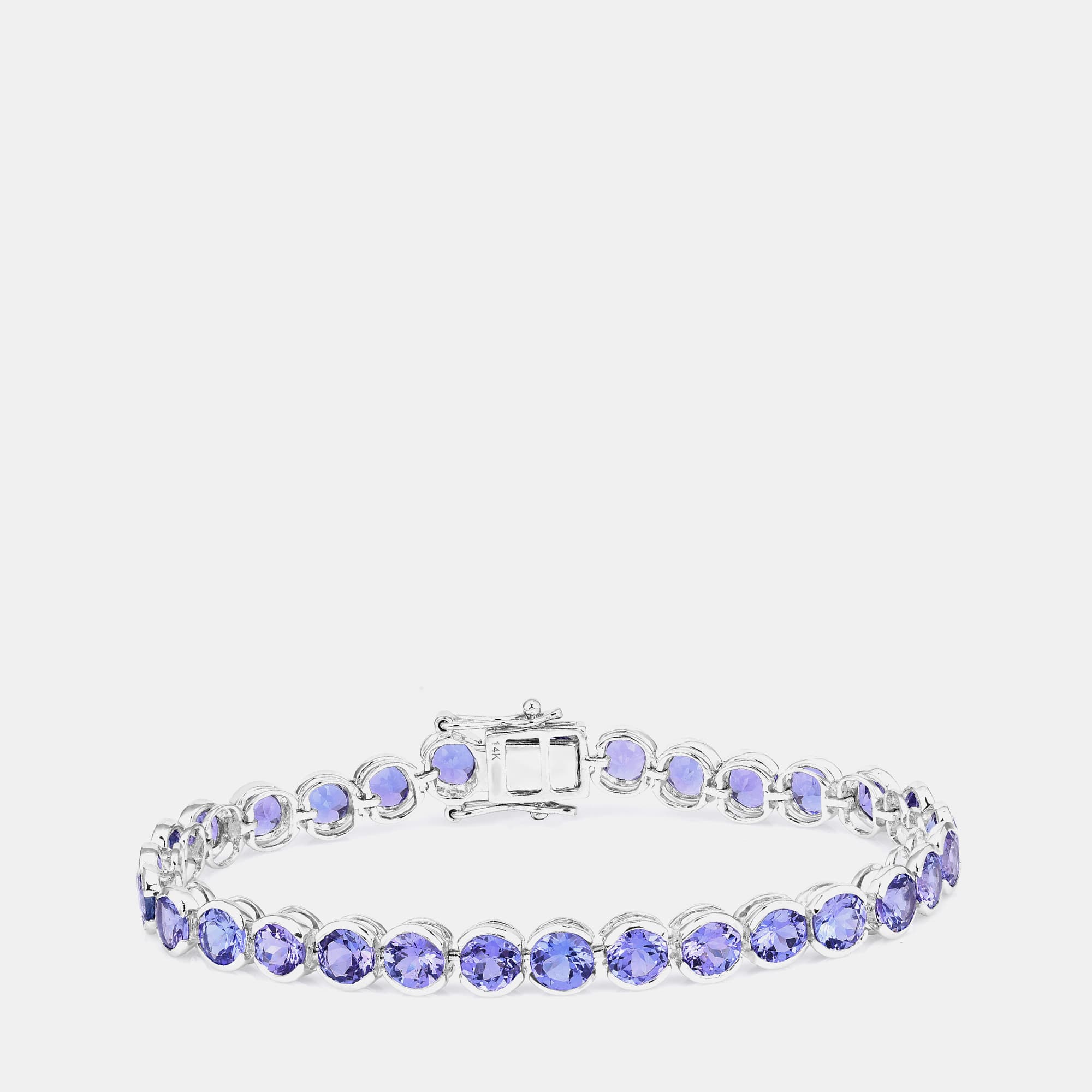 12.60 cts Tanzanite 14K White Gold Tennis Bracelet