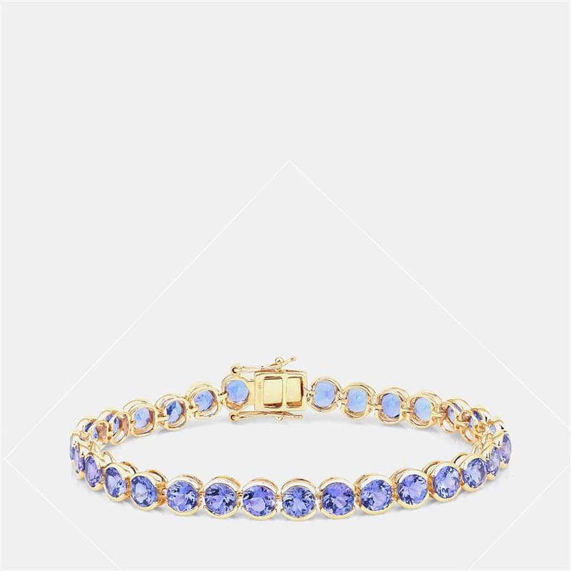 12.60 cts Tanzanite 14K Yellow Gold Tennis Bracelet