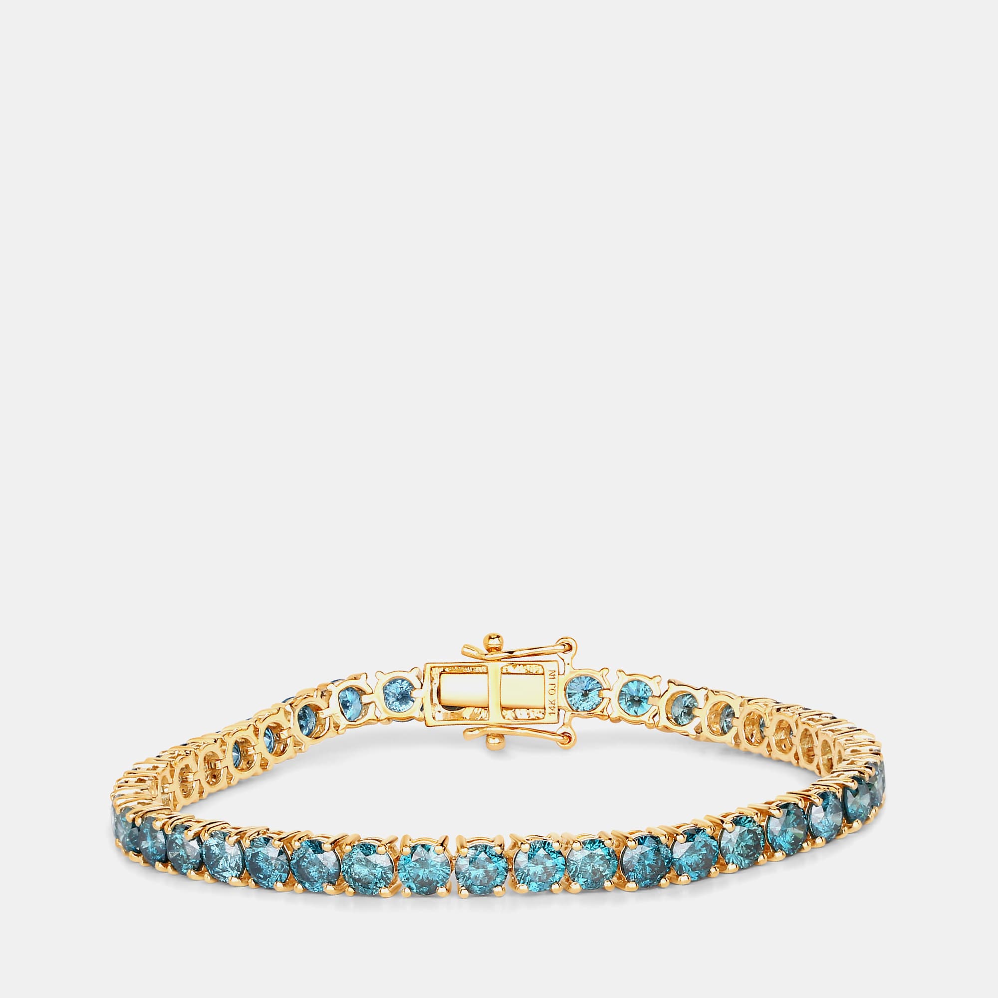 14.33 cts Blue Diamond 14K Yellow Gold Tennis Bracelet