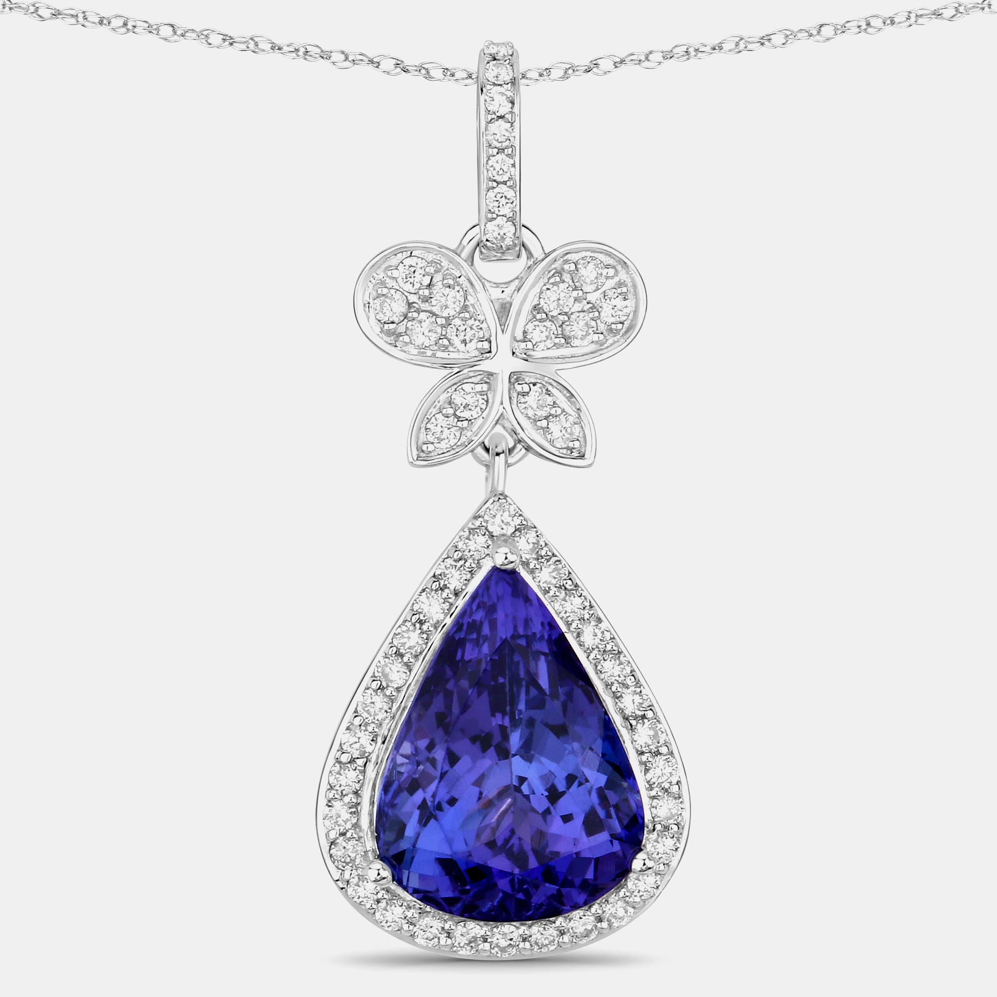 5.16 cts Tanzanite and Diamond 18K White Gold Statement Pendant