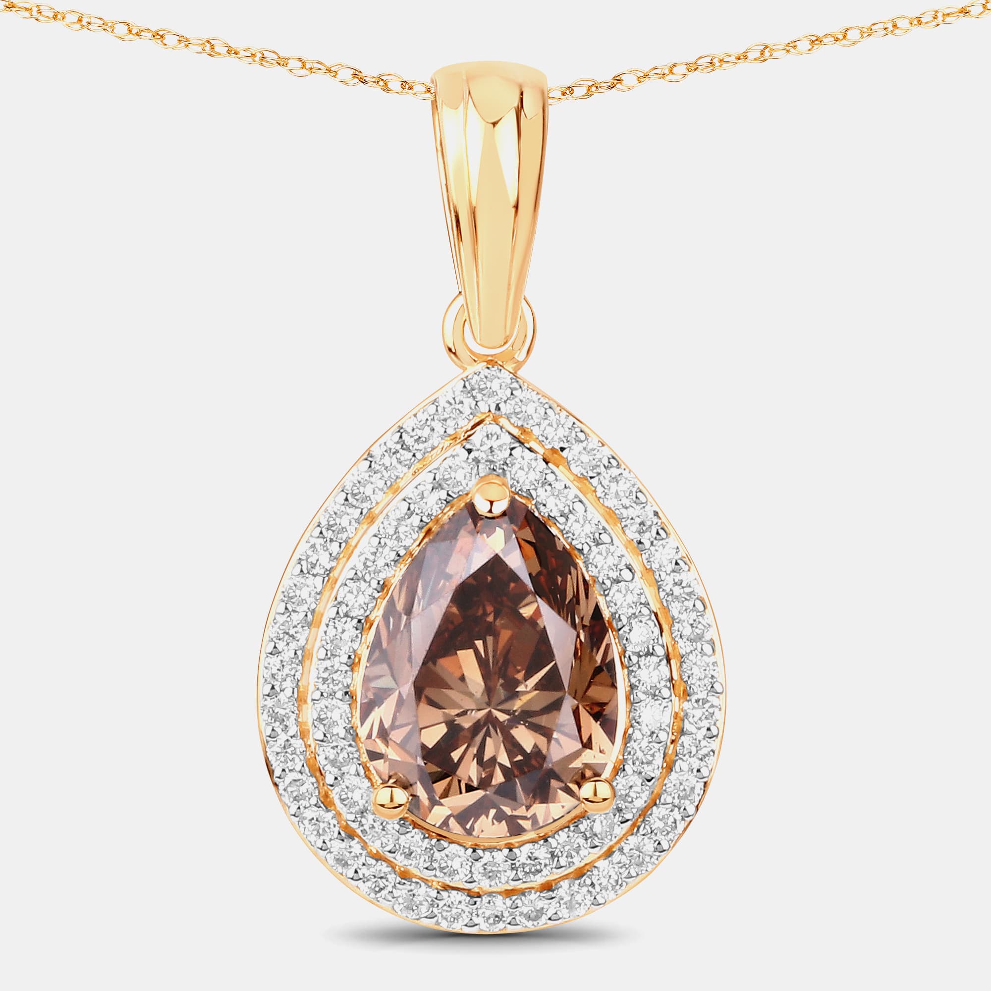2.01 cts Brown Diamond and Diamond 18K Yellow Gold Statement Pendant