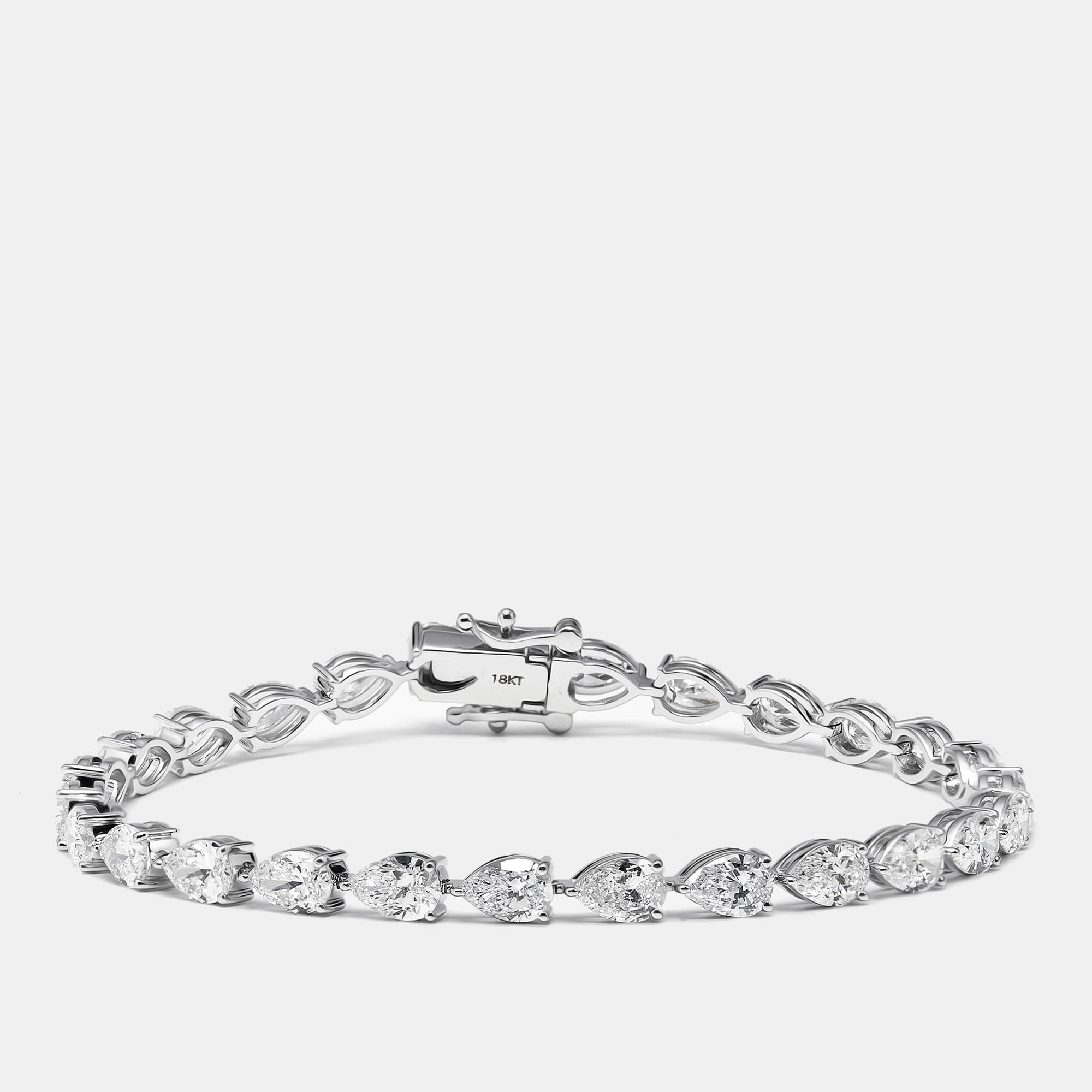 8.8 cts Pear Brilliant Lab Grown Diamonds 18k White Gold Bracelet